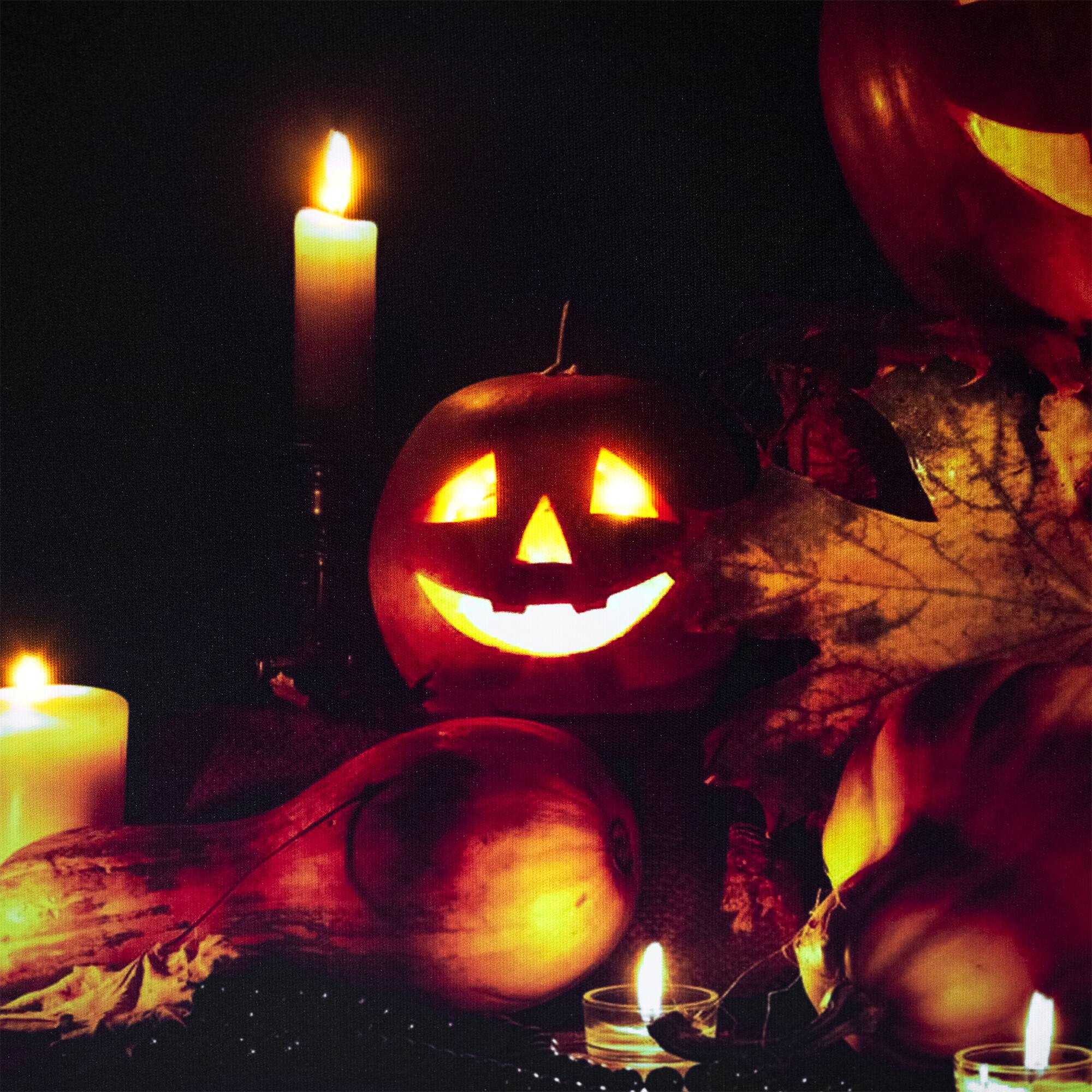 Halloween Harvest Jack-o-Lanterns LED Canvas Wall Art