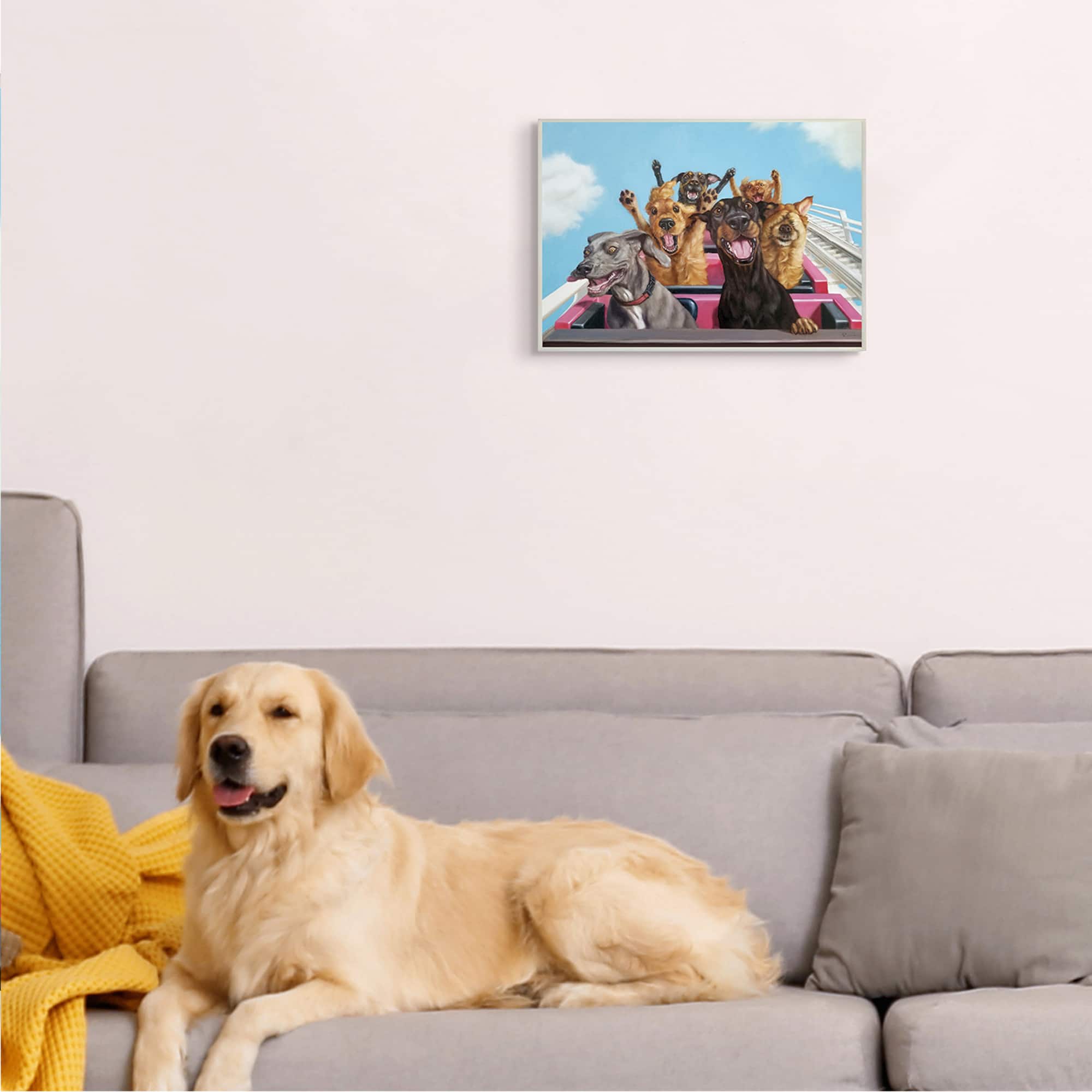 Stupell Industries Dogs Riding Roller Coaster Funny Amusement Park Wall Plaque