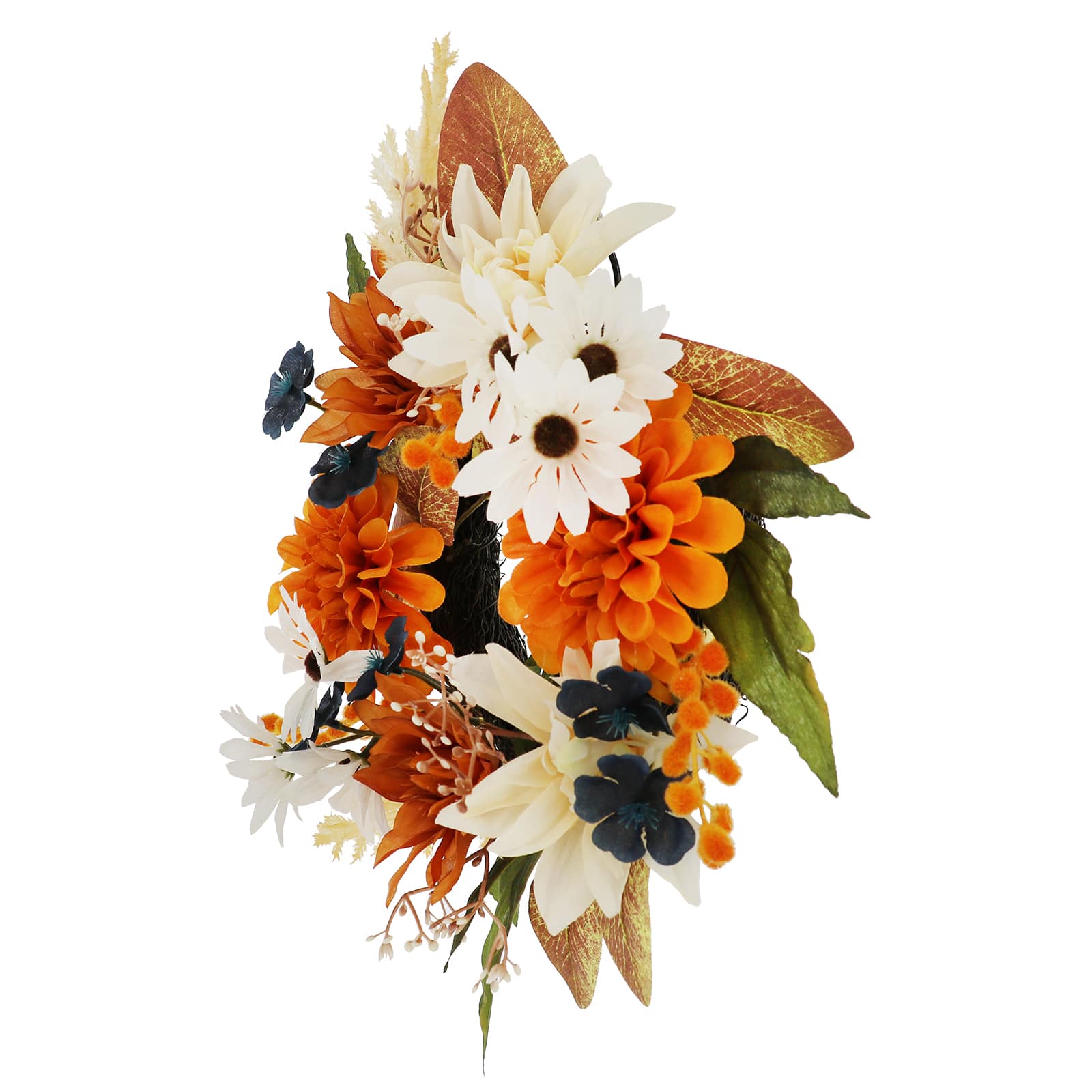 12" Orange Dahlia & Cream Mum Mix Mini Wreath by Ashland®