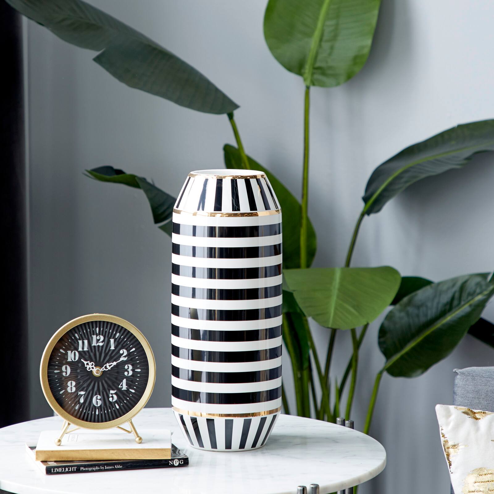 Black Ceramic Modern Vase, 16" x 6" x 6"