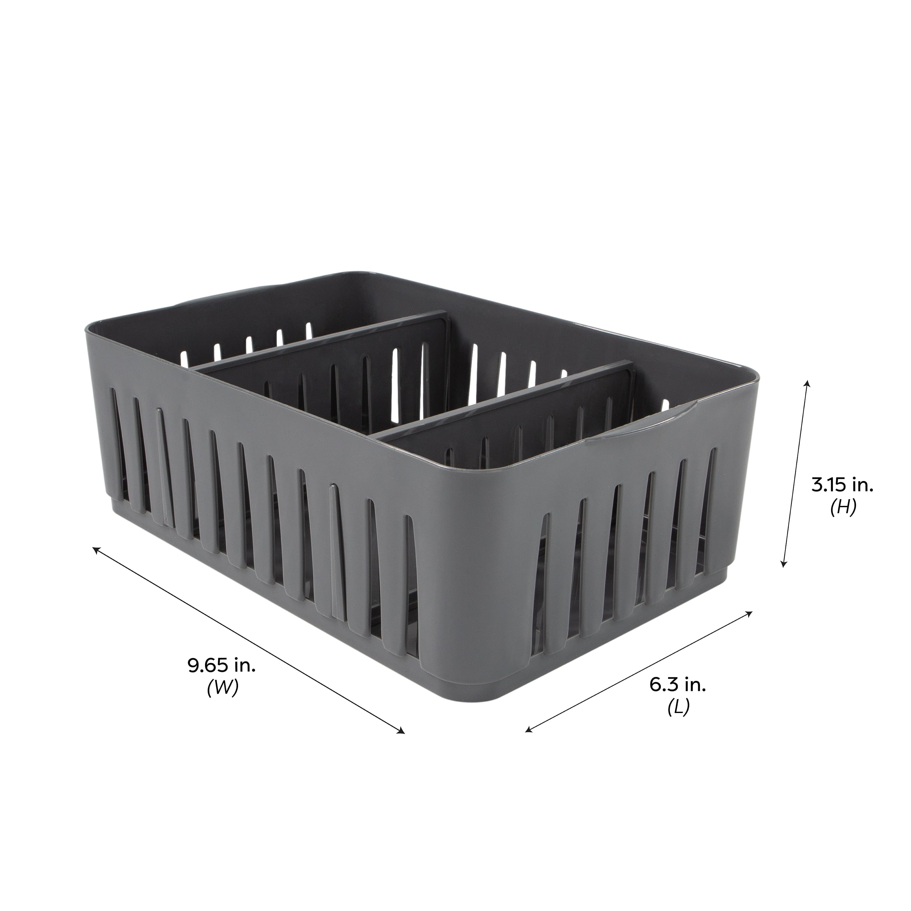 Simplify Gray Stackable Organizer Bin with Adjustable Dividers