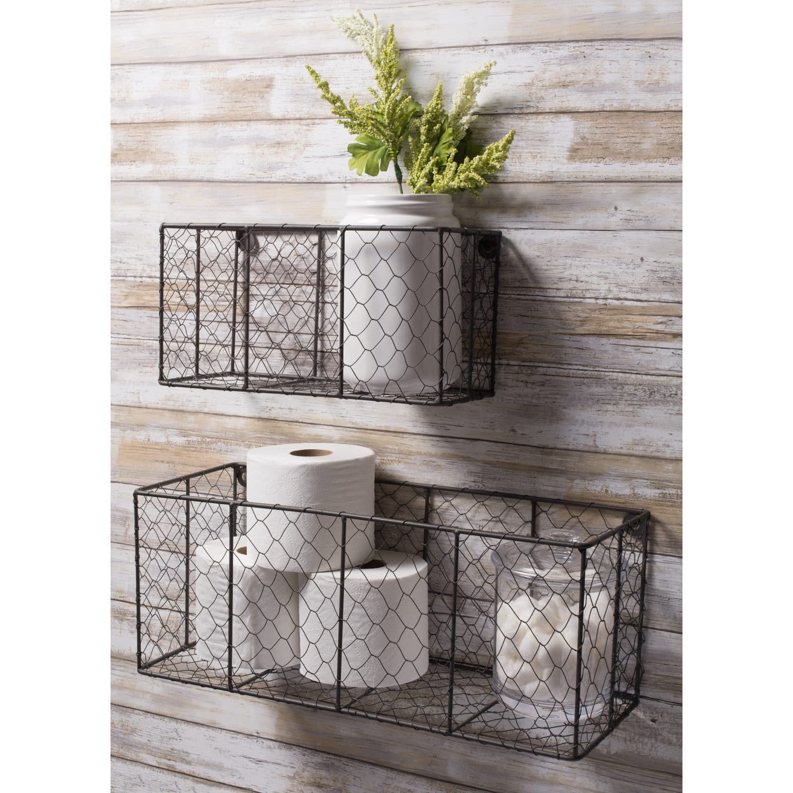 DII® Small Gray Wall Mount Chicken Wire Baskets, 2ct.