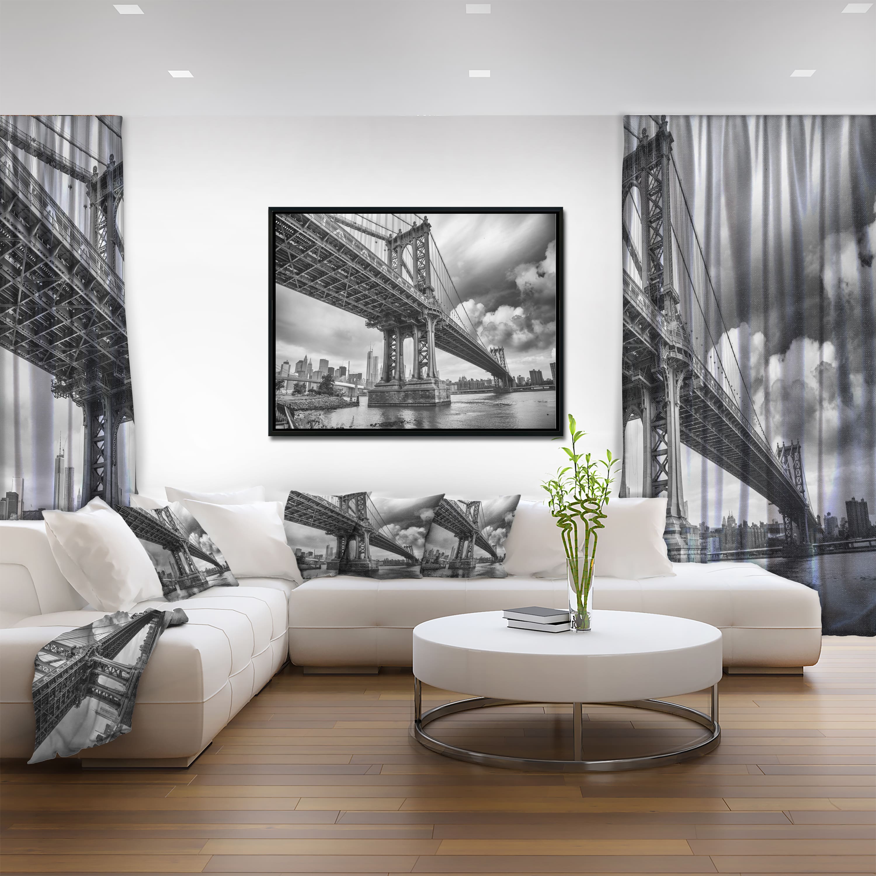 Designart - Manhattan Bridge in Gray Shade