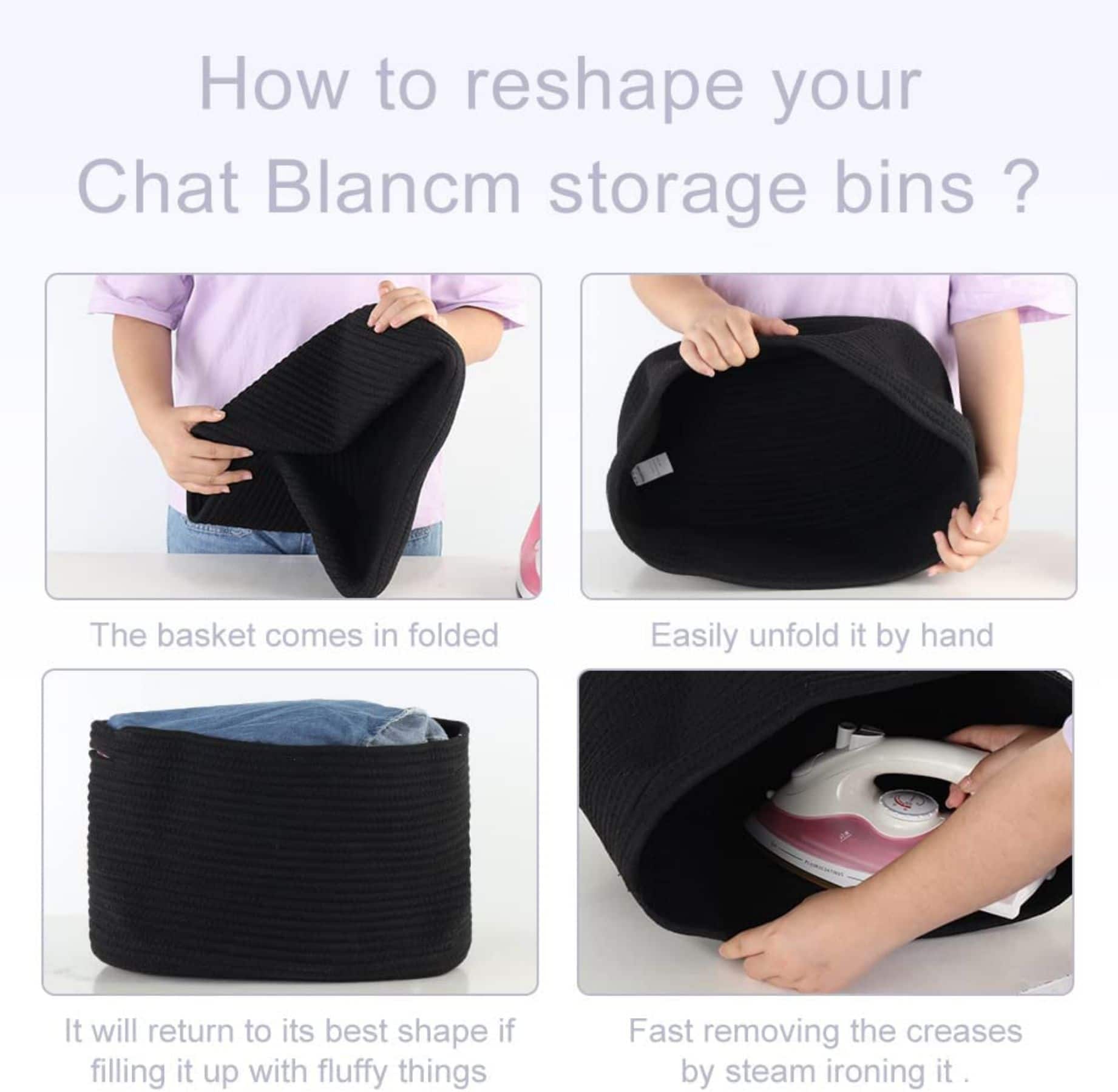 NEX™ Black Cotton Rope Storage Baskets, 3ct.