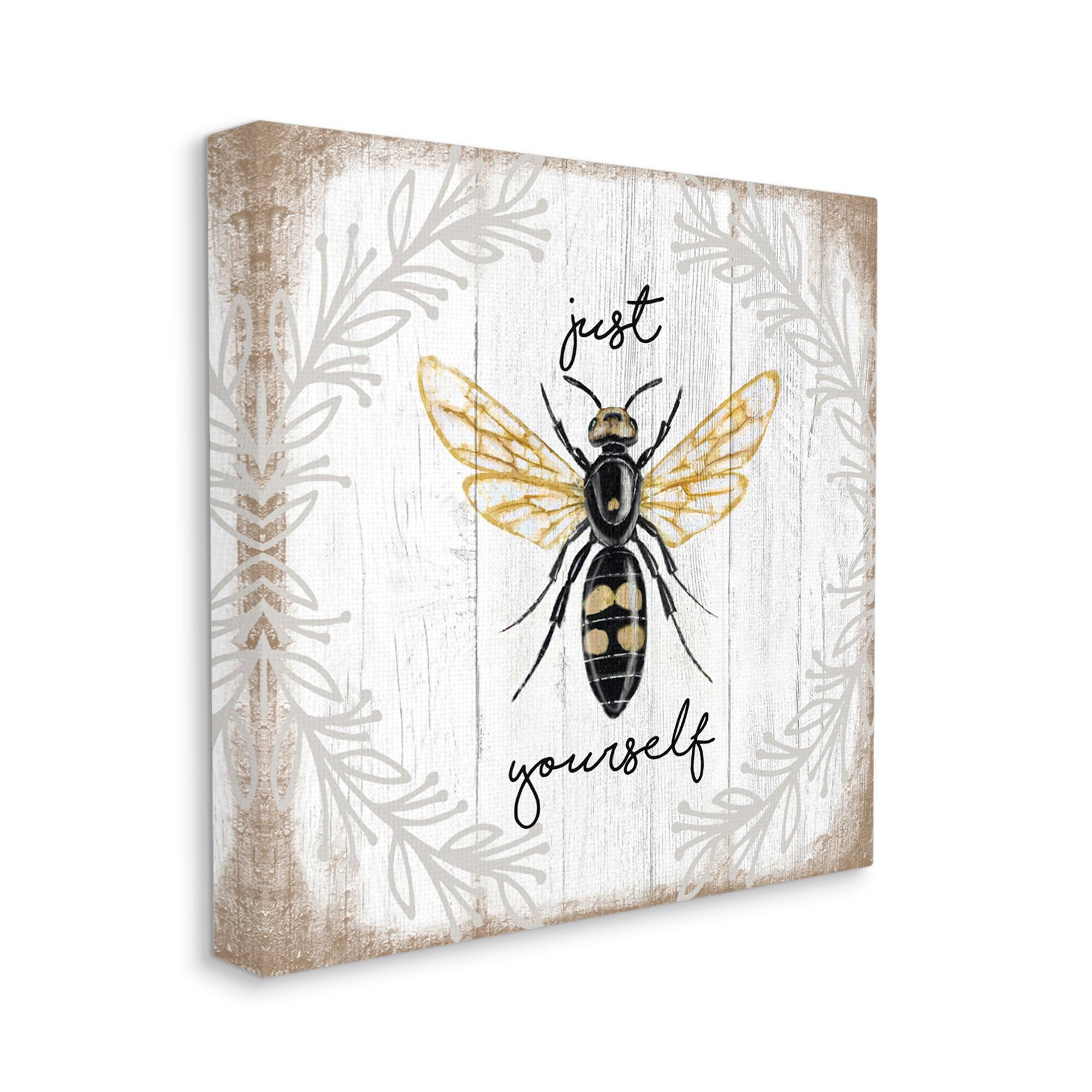 Stupell Industries Just Be Yourself Sentiment Country Charm Bee Canvas Wall Art