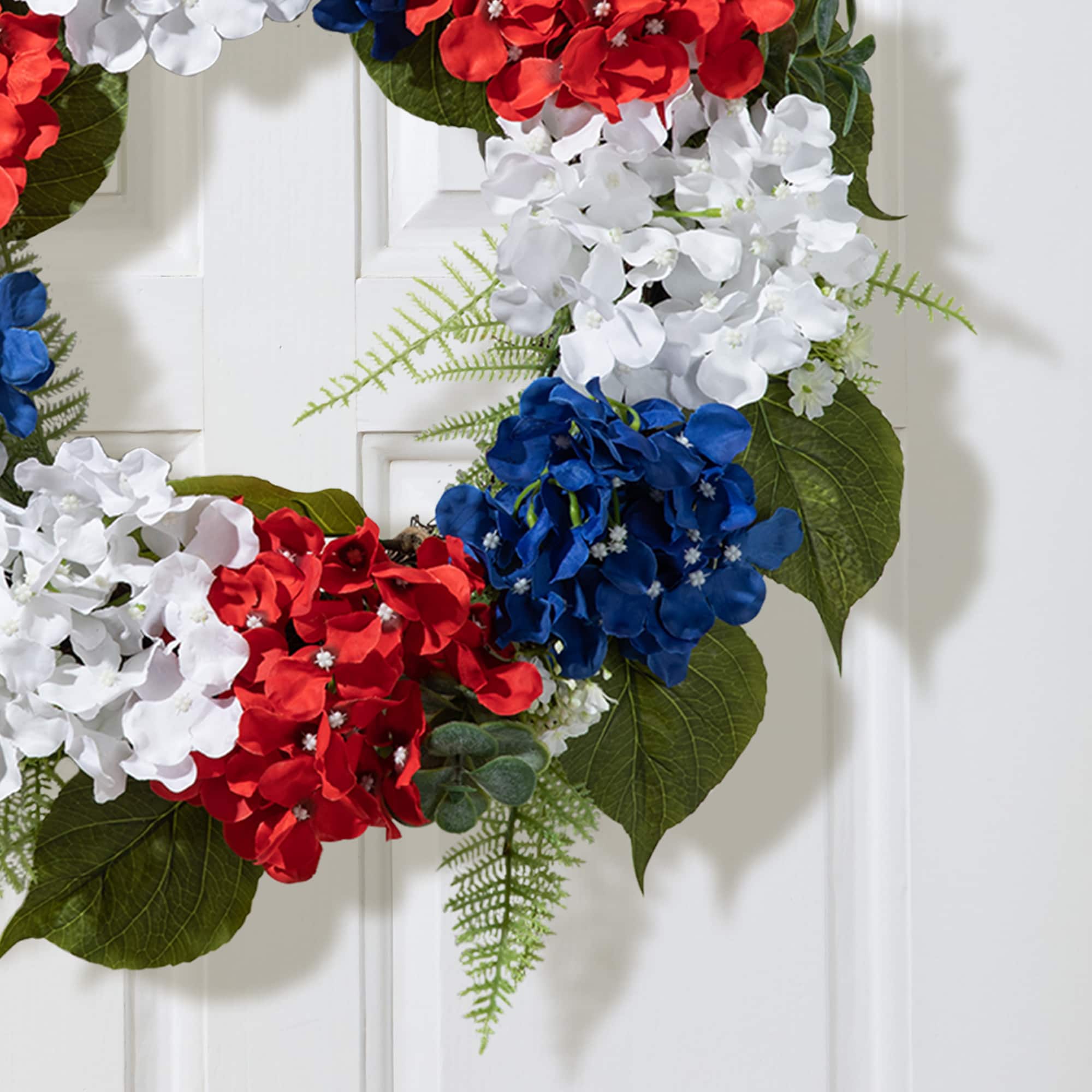 Glitzhome® 22" Red, White & Blue Hydrangea Wreath