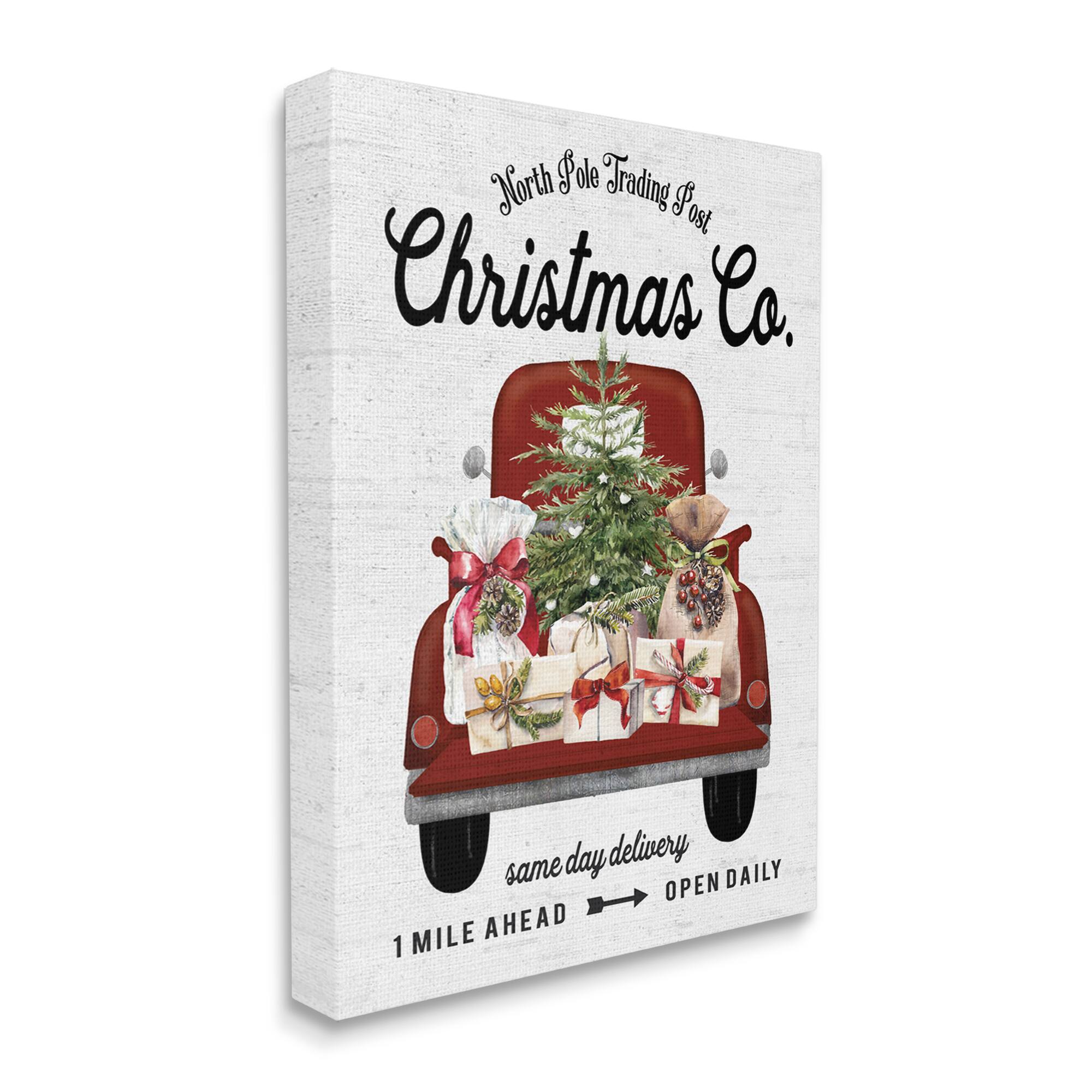 Stupell Industries North Pole Christmas Co. Sign Canvas Wall Art