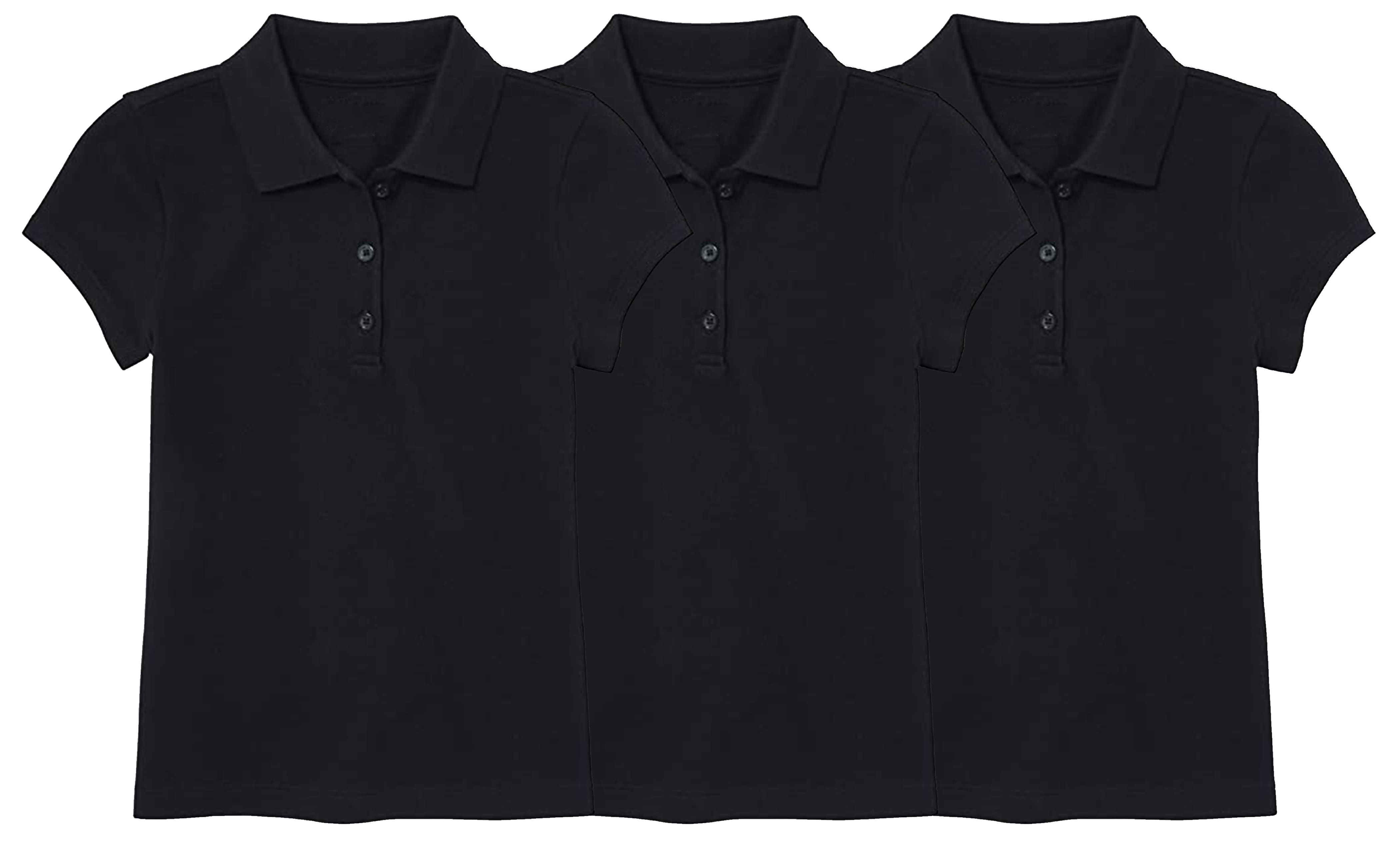 Galaxy by Harvic Short Sleeve Stretch Girl’s Pique Polo Shirt 3 Pack