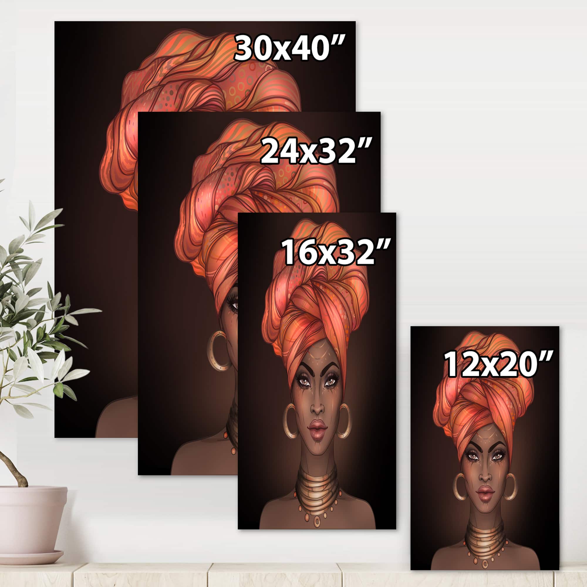 Designart - African American Woman with Turban V - Modern Canvas Wall Art Print