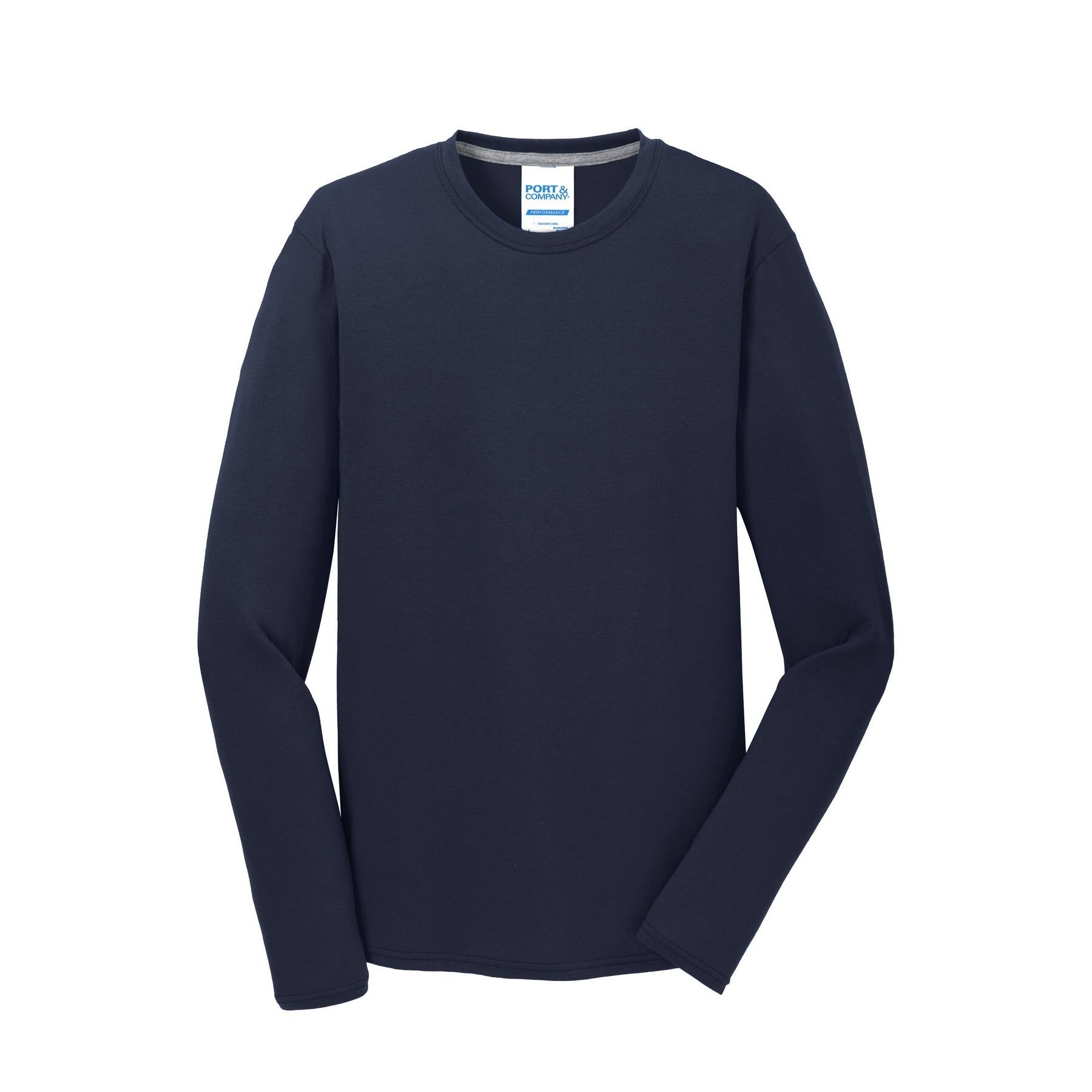 Port & Company&reg; Long Sleeve Performance Blend T-Shirt in Deep Navy Blue | Medium | Michaels&reg;