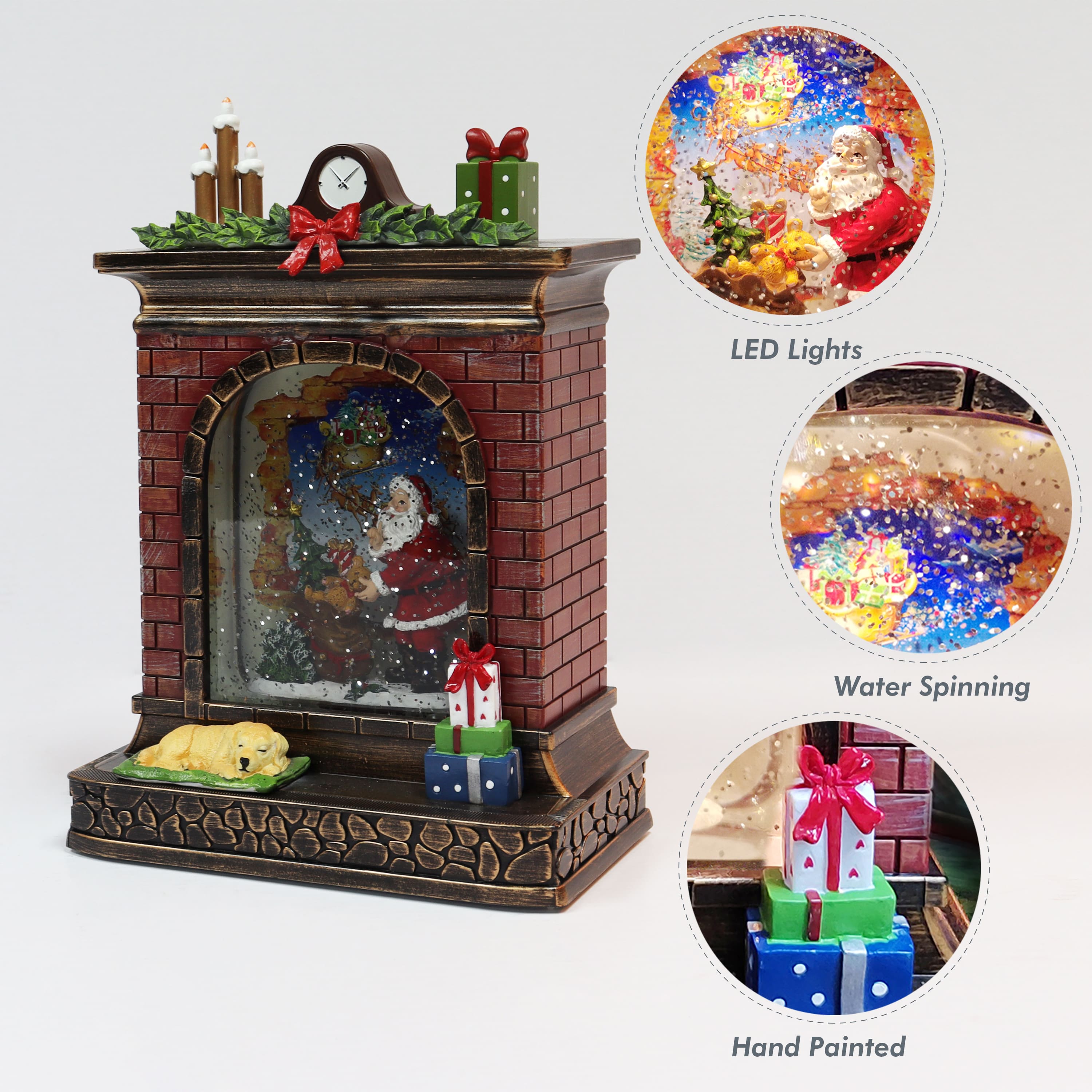 Moments in Time 10.2" Acrylic Fireplace with Santa Scene Décor