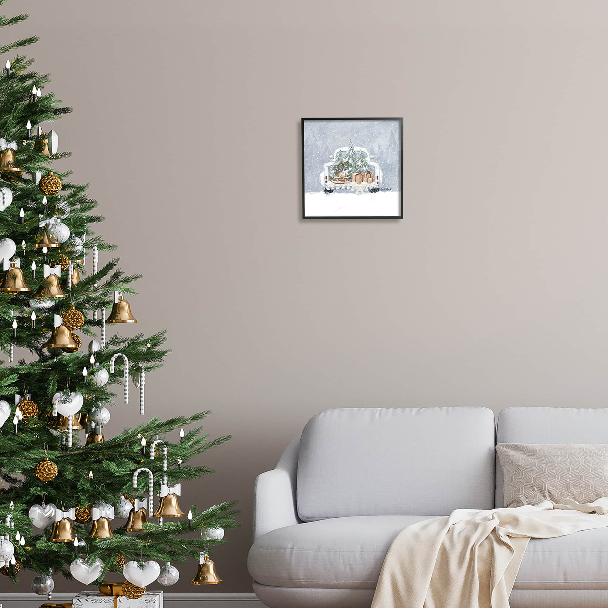 Stupell Industries Winter Snow Holiday Gifts Framed Giclee Art