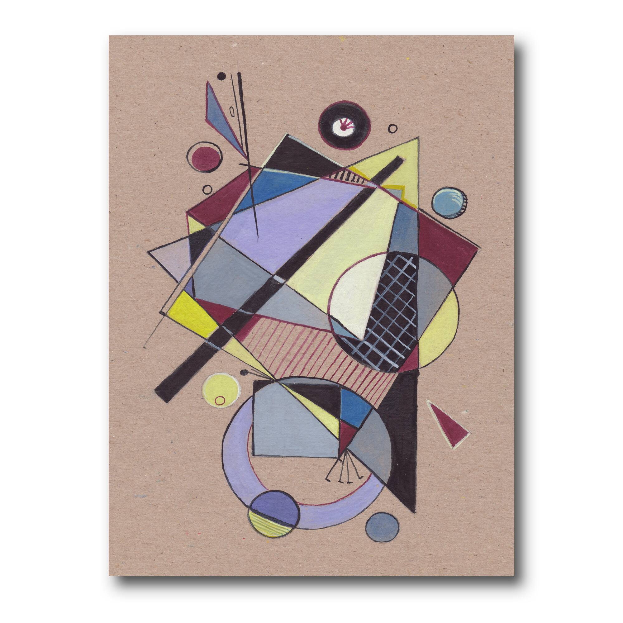 Designart - Colored Geometric Abstract Compositions IV - Modern Canvas Wall Art Print