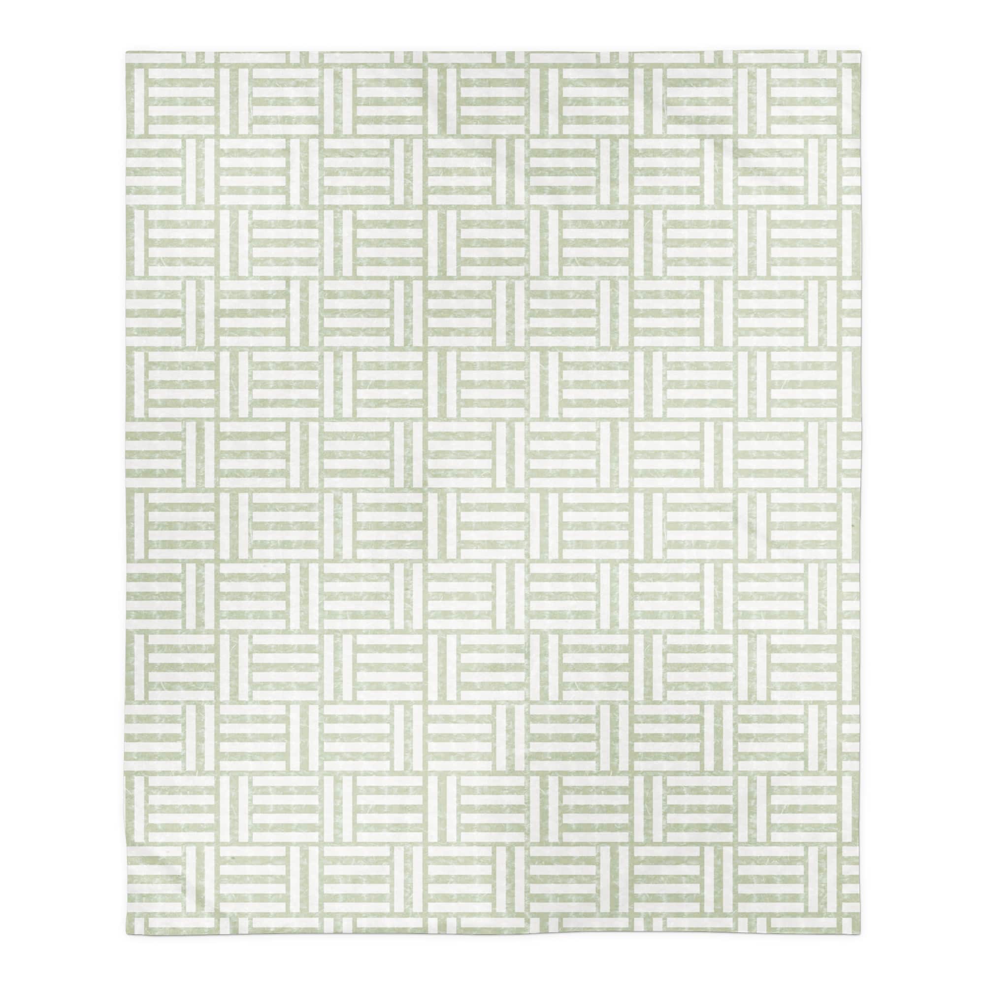 Sage Green Crosshatch Pattern Sherpa Fleece Blanket