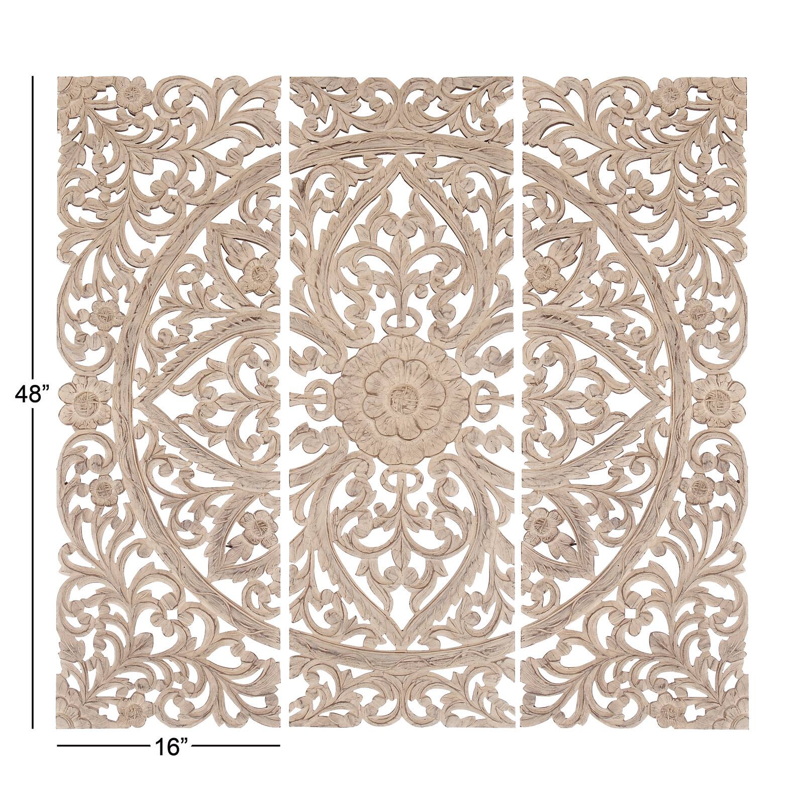 48" Beige Traditional Wood Wall Decor Set