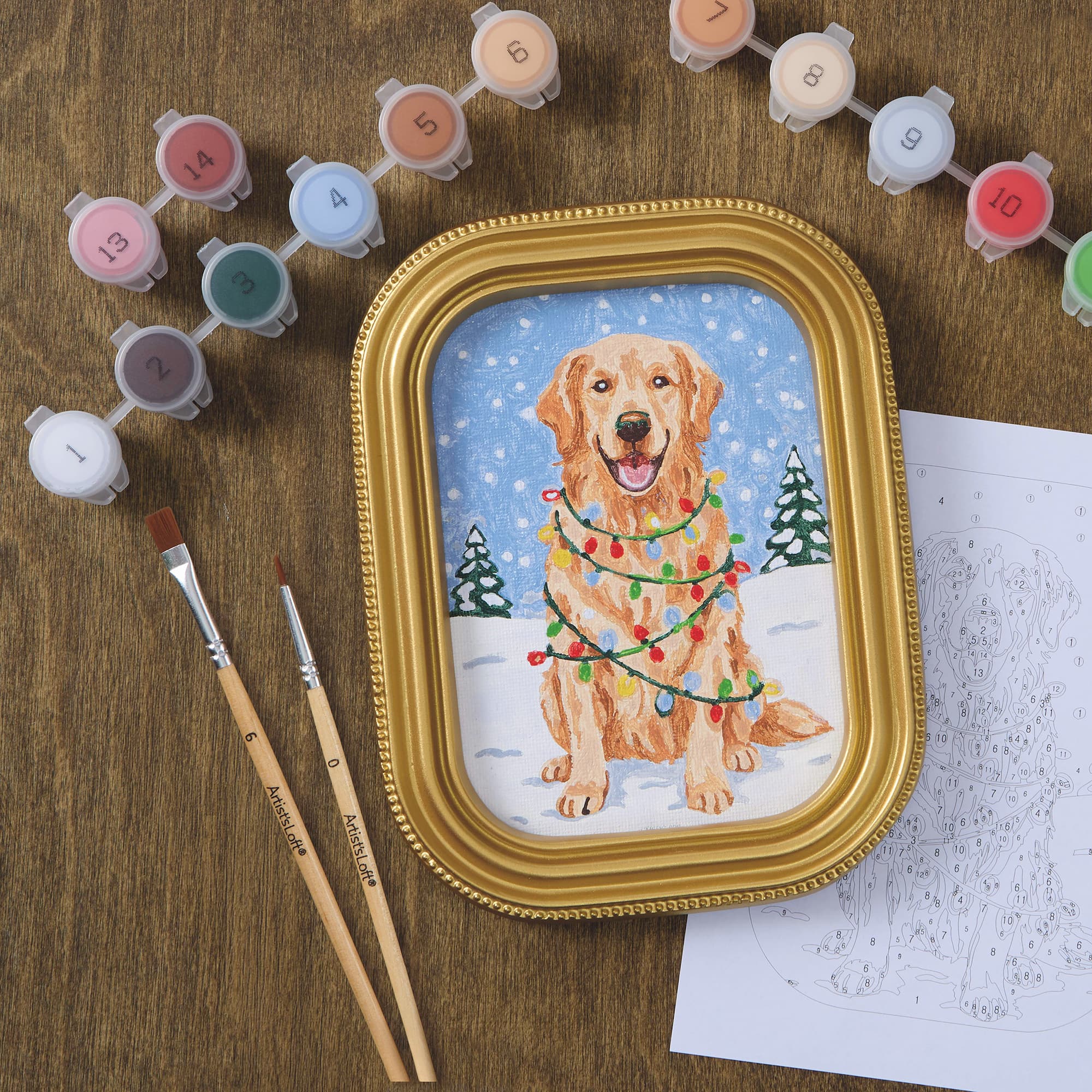 Christmas Lights Dog Paint-by-Number Framed Mini Kit by Artist's Loft®