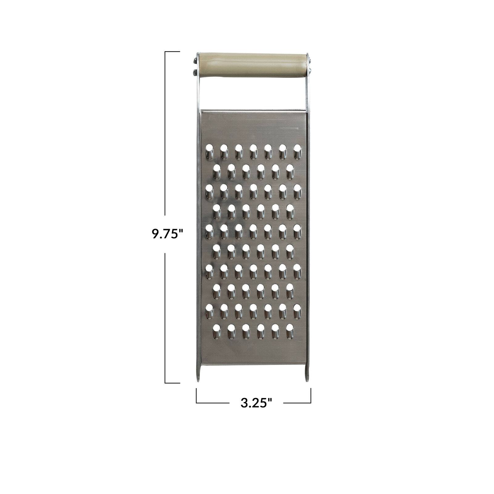 Hello Honey® 9.75" Stainless Steel Grater with Taupe Enameled Mango Wood Handle