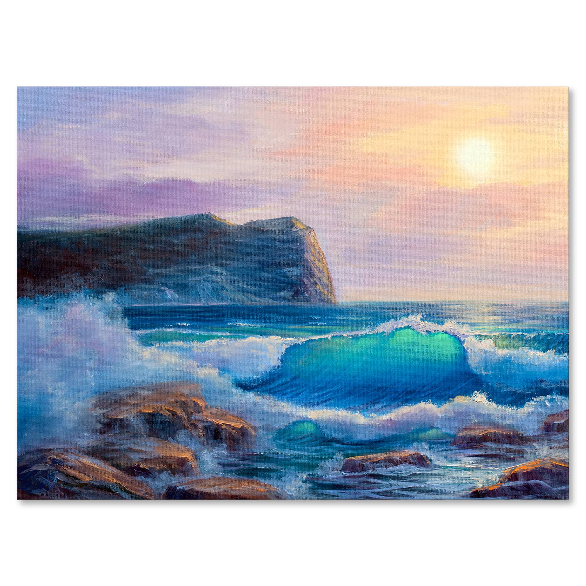 Designart - Blue Waves Breaking At The Beach III
