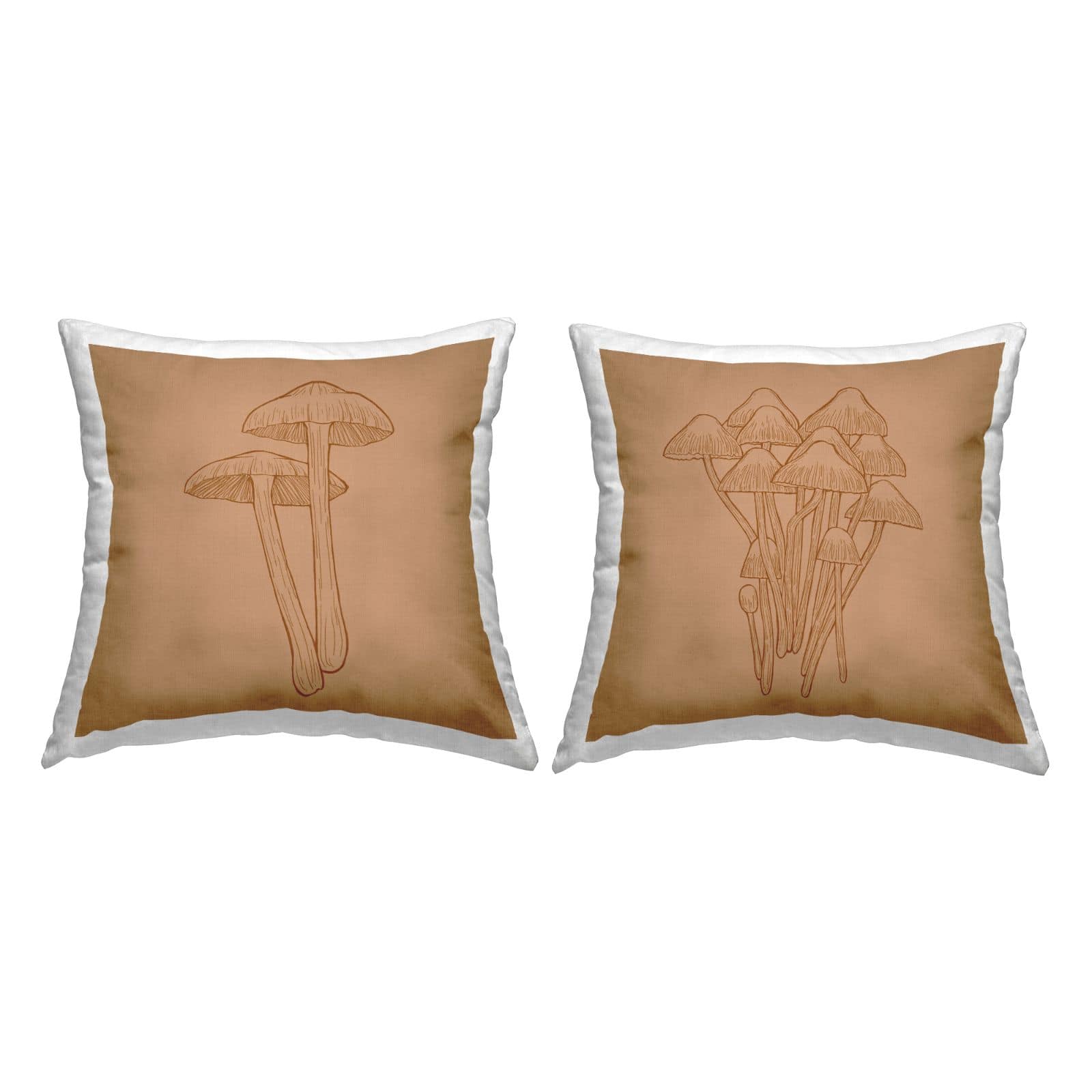 Stupell Industries Rustic Forest Mushrooms Intricate Nature Details 2 Pillow Set, 18" x 18"