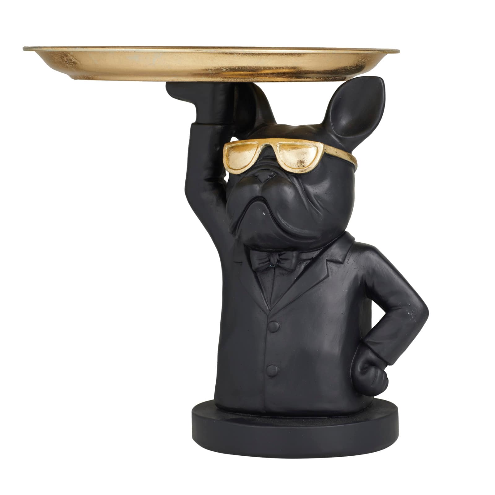 Black Polystone Traditional Sculpture, 14" x 15" x 14"