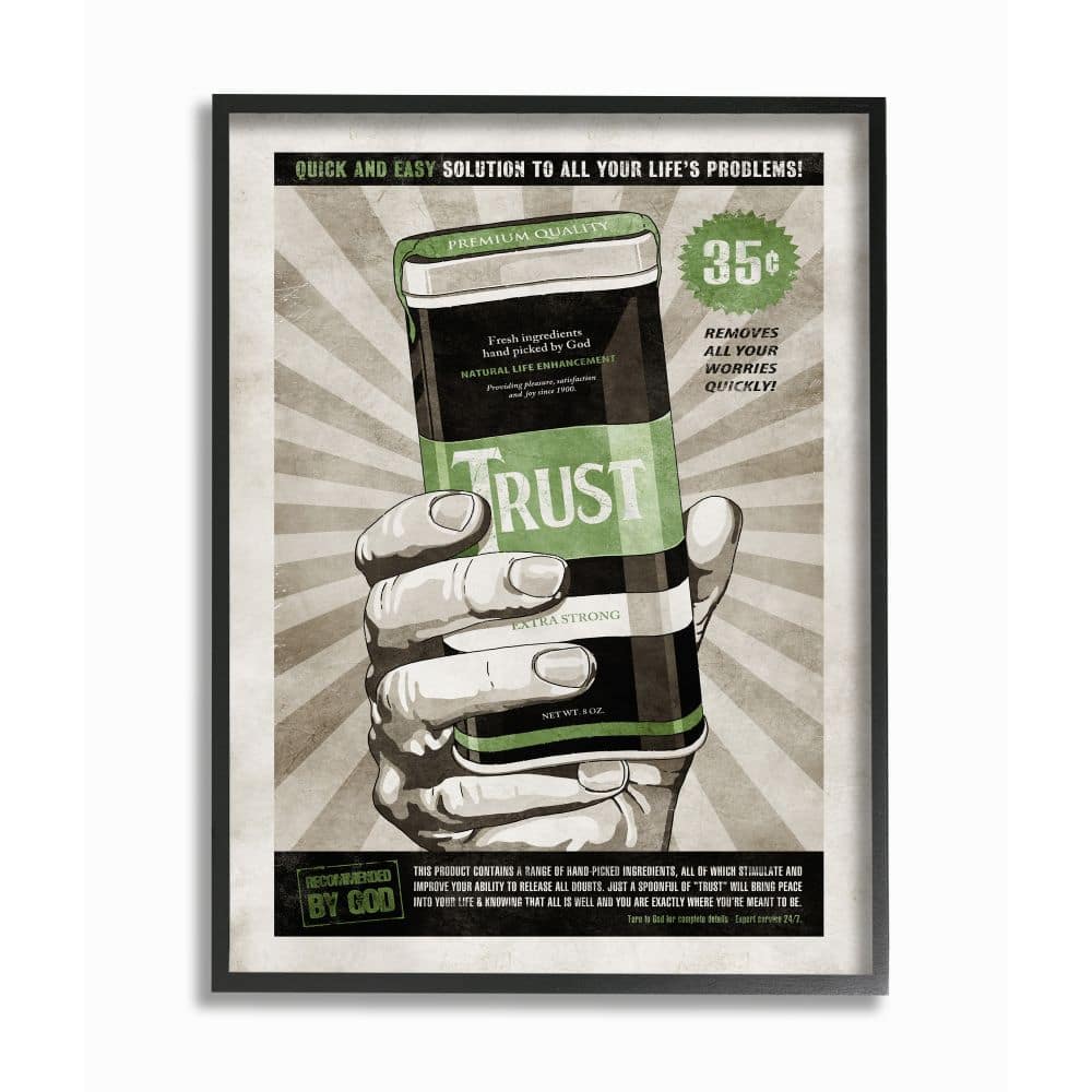 Stupell Industries Extra Strong Trust Wall Art in Black Frame