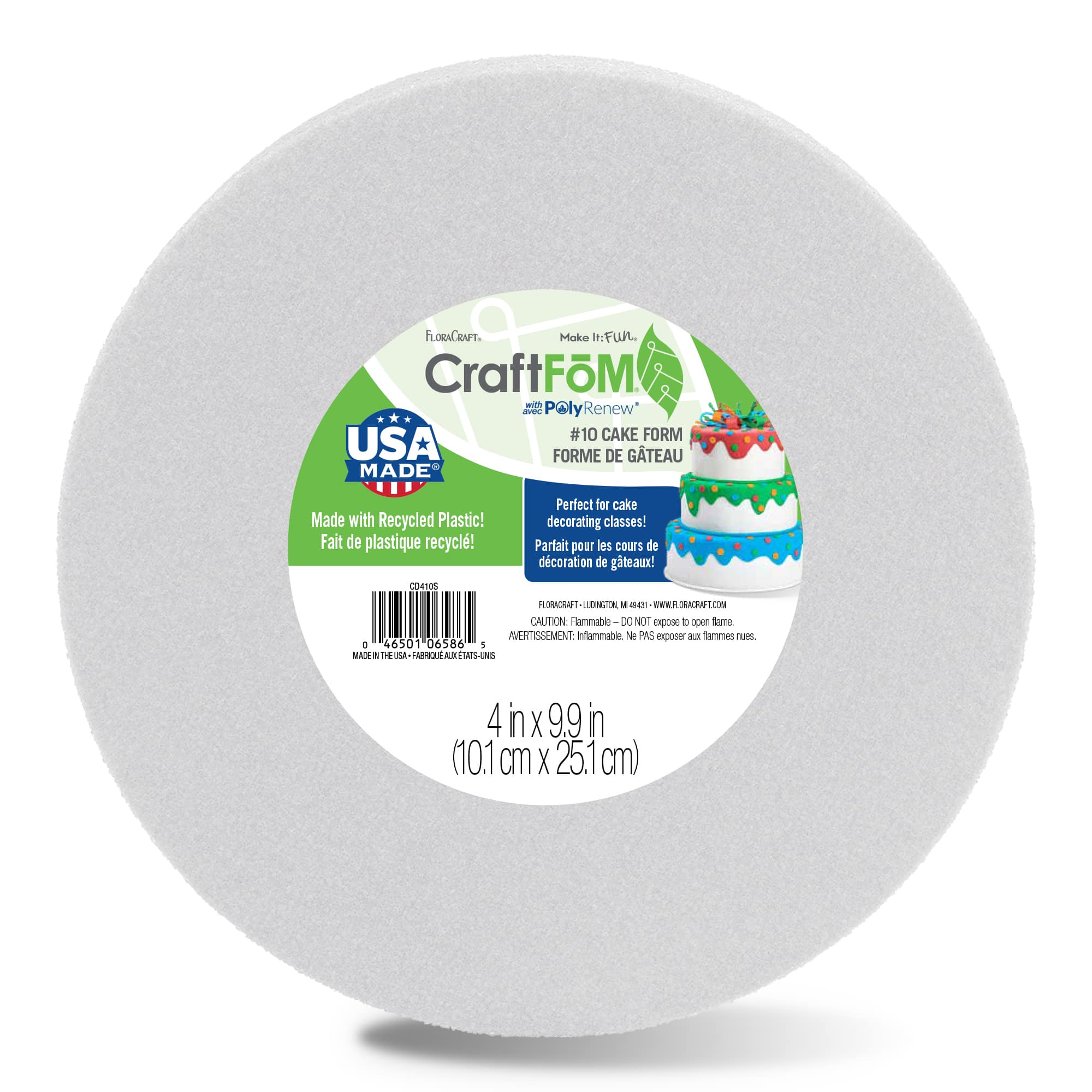 12 Pack: FloraCraft® CraftFōM Round Cake Form White, 4" x 9.9"