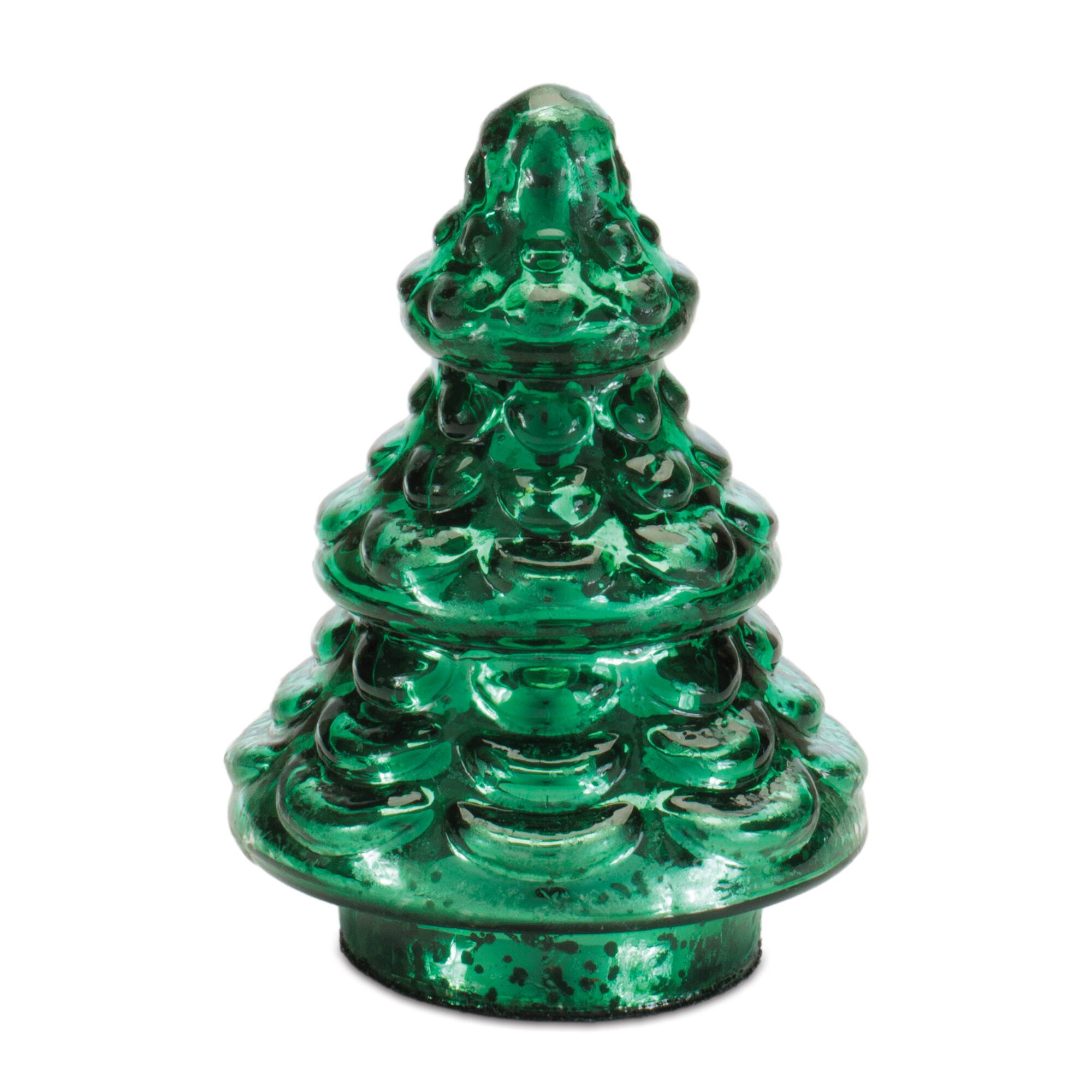 Mercury 4" Green Glass Christmas Tree Set