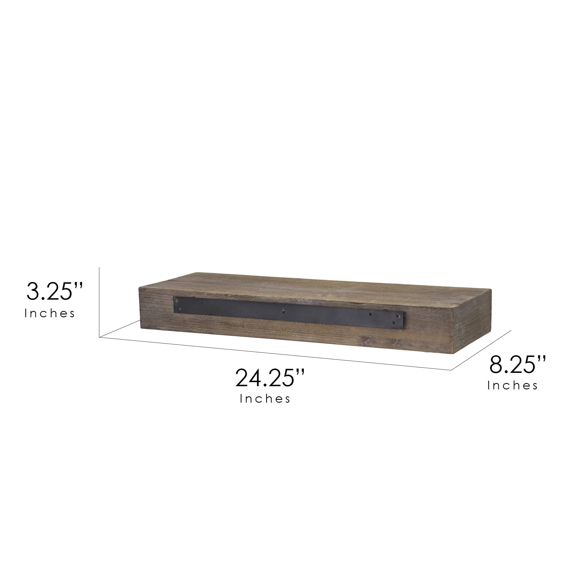 Small Gray Rustic Wood Floating Wall Shelf