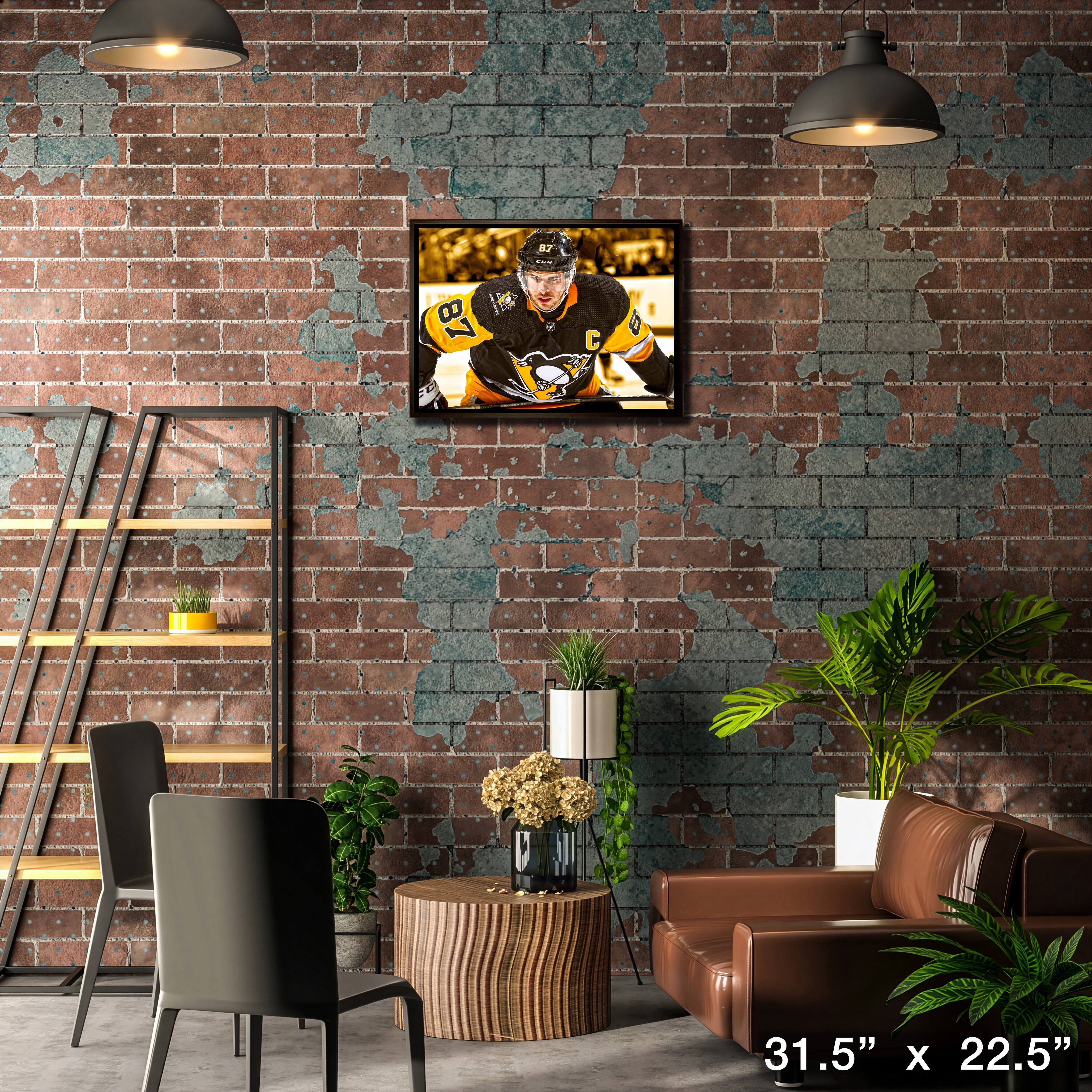 Sidney Crosby Pittsburgh Penguins Framed 20" x 29" Face-Off Close-Up Canvas 31.5" x 22.5"