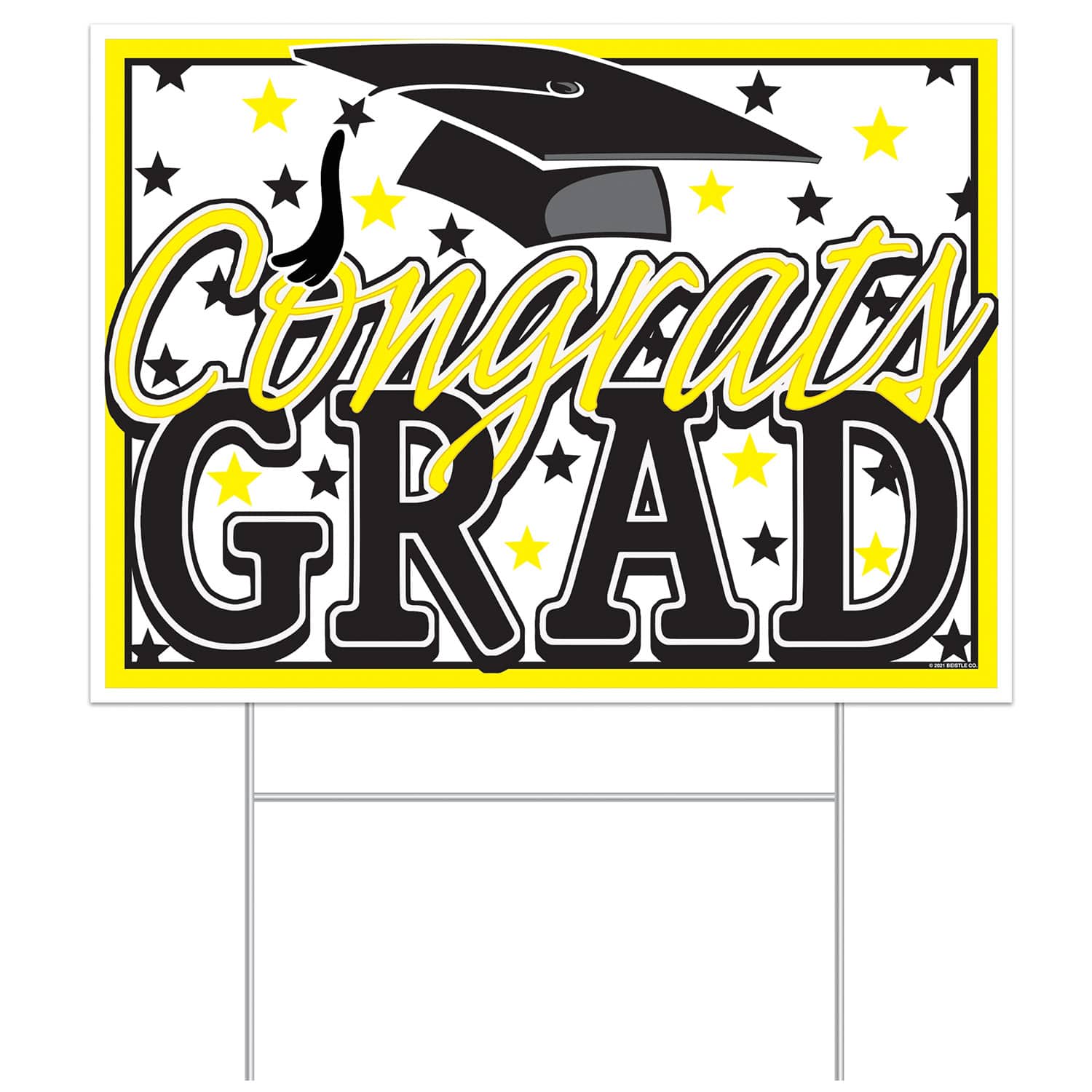 Beistle 11.5" x 15.5" Plastic Congrats Grad Yard Sign
