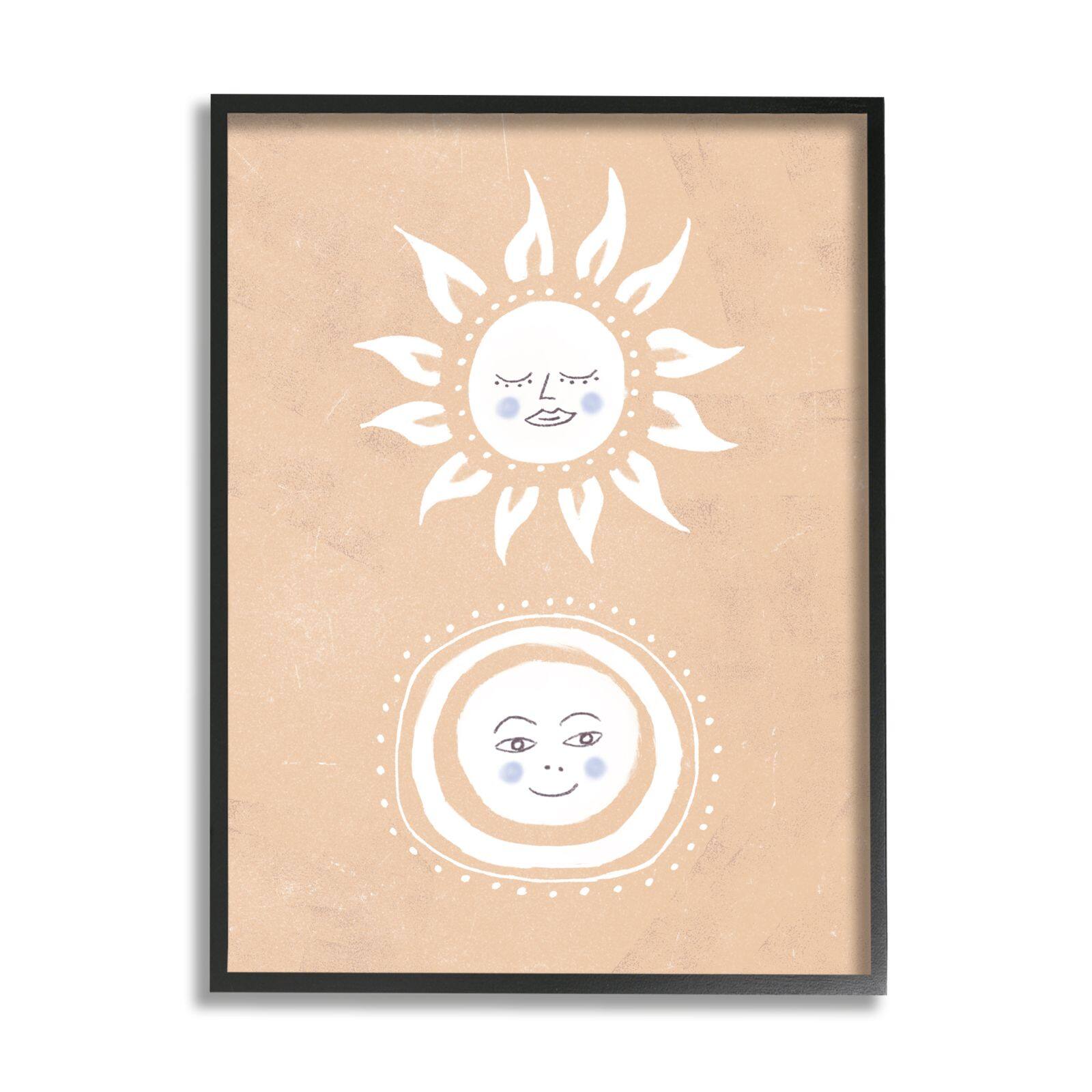 Stupell Industries Rising Sun and Moon Children's Boho Chic Sky Framed Wall Art