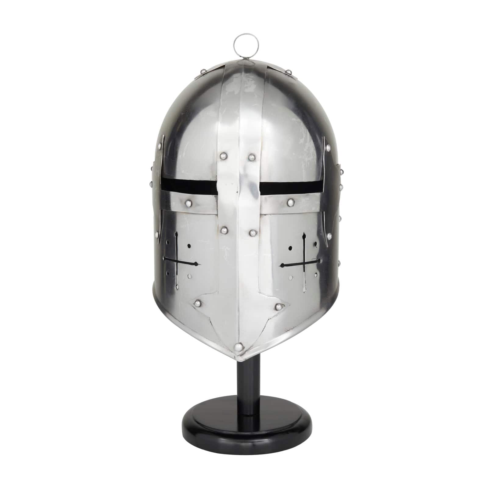 Silver Iron Vintage Helmet, 18" x 9" x 10"