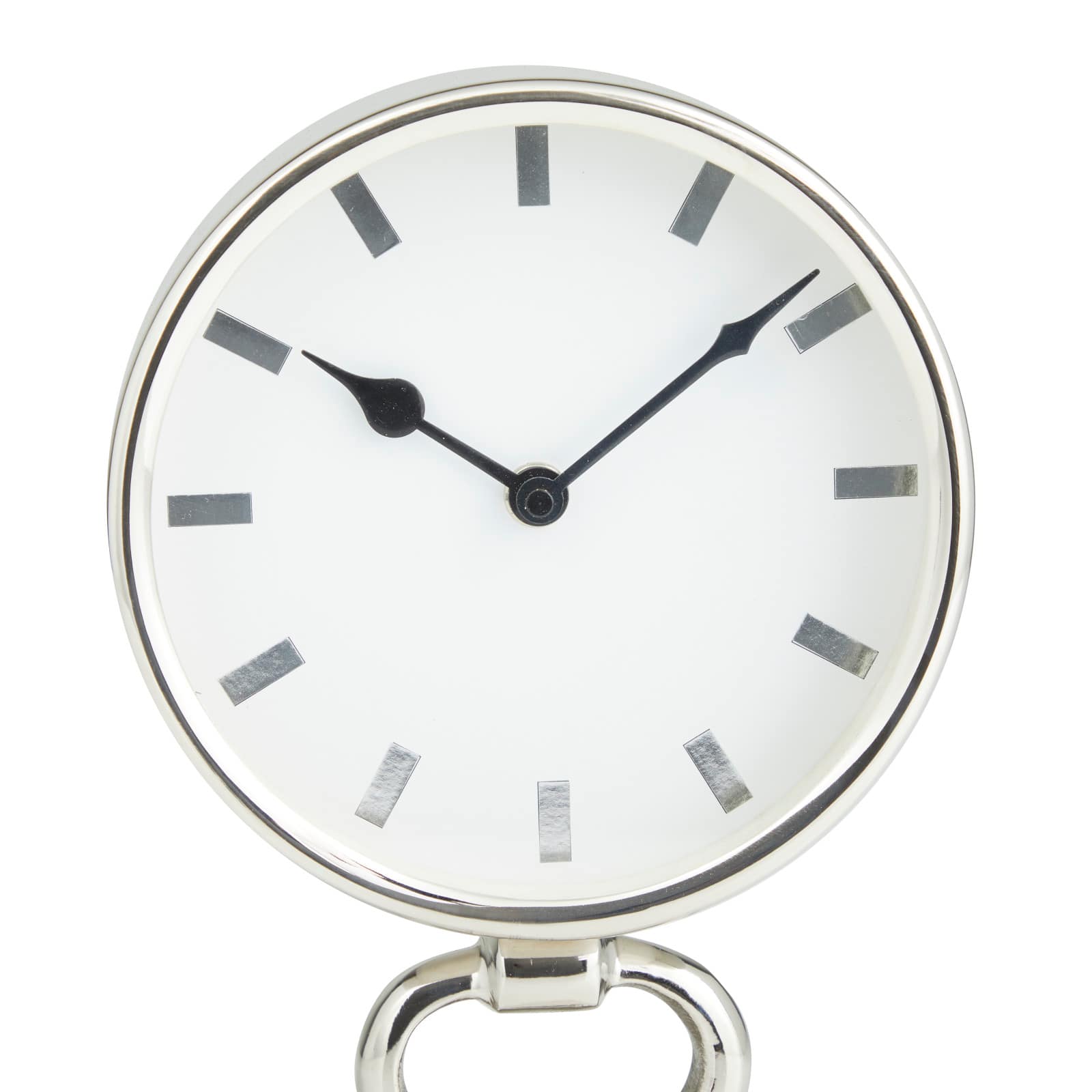 Silver Modern Abstract Clock, 6" x 4" x 10"