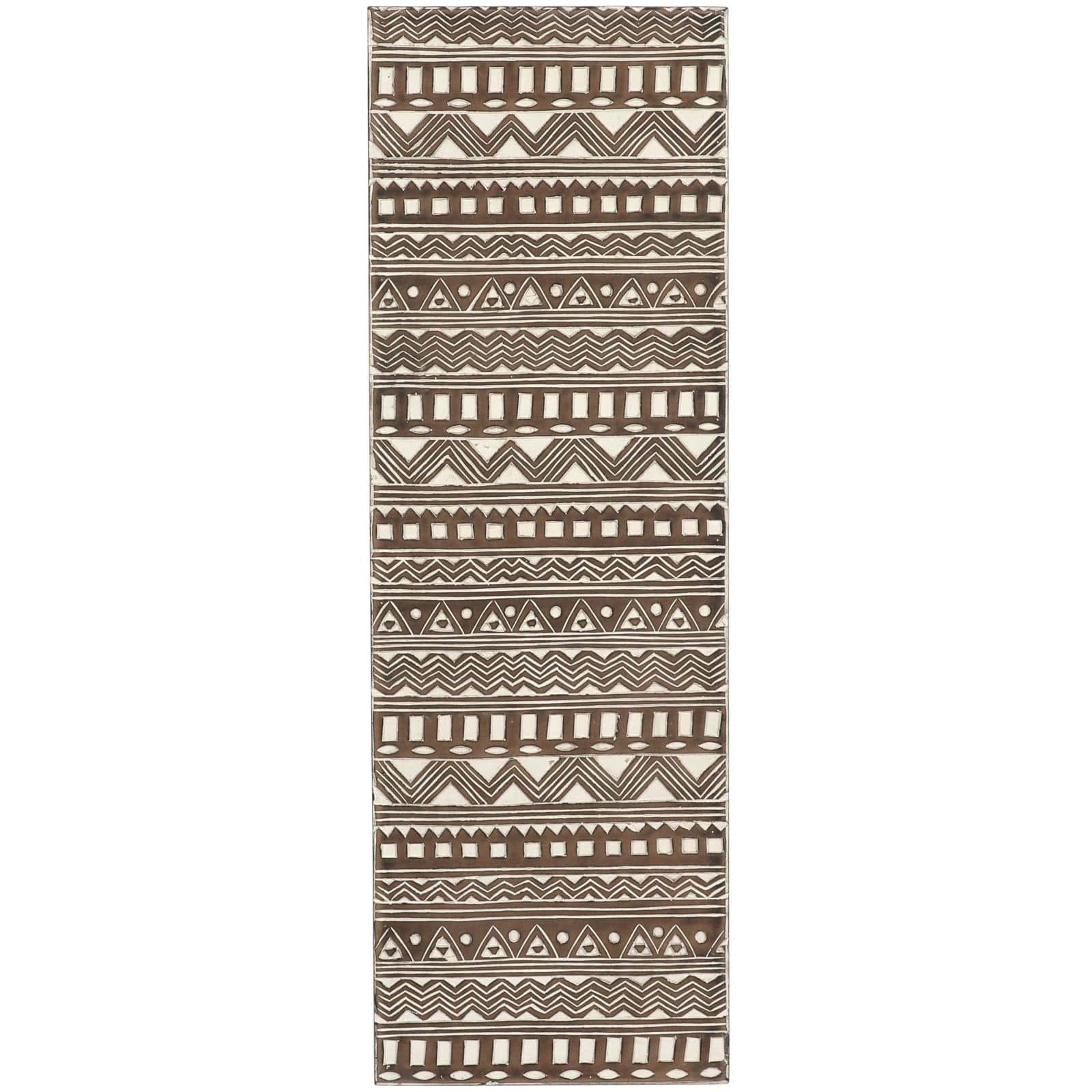 48" x 16" Brown Wood Handmade Intricately Carved Tribal Wall Décor