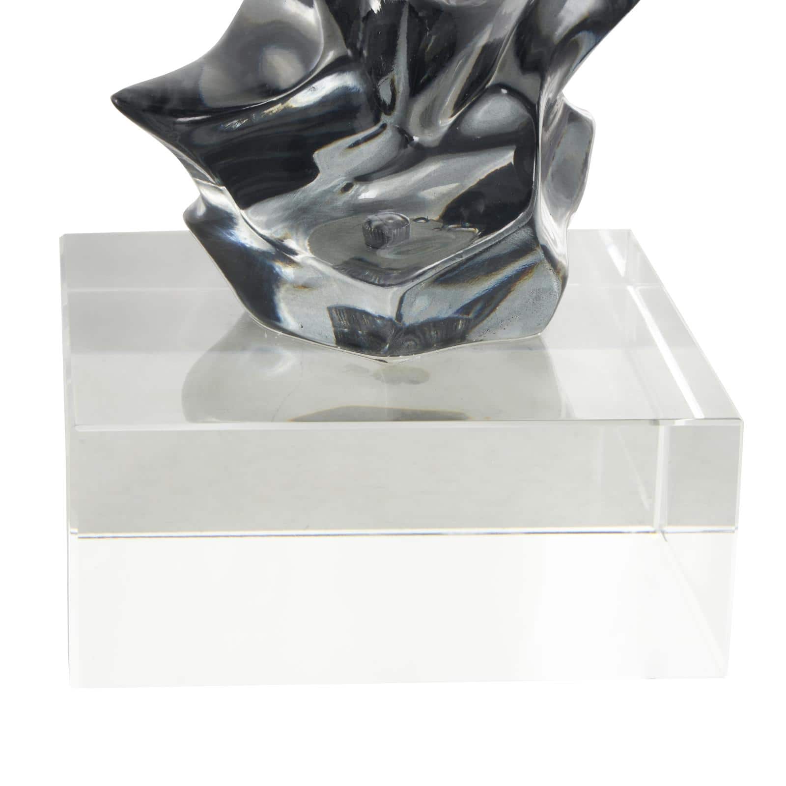 18" Clear Glass Handmade Freeform Sculpture with Clear Square Base