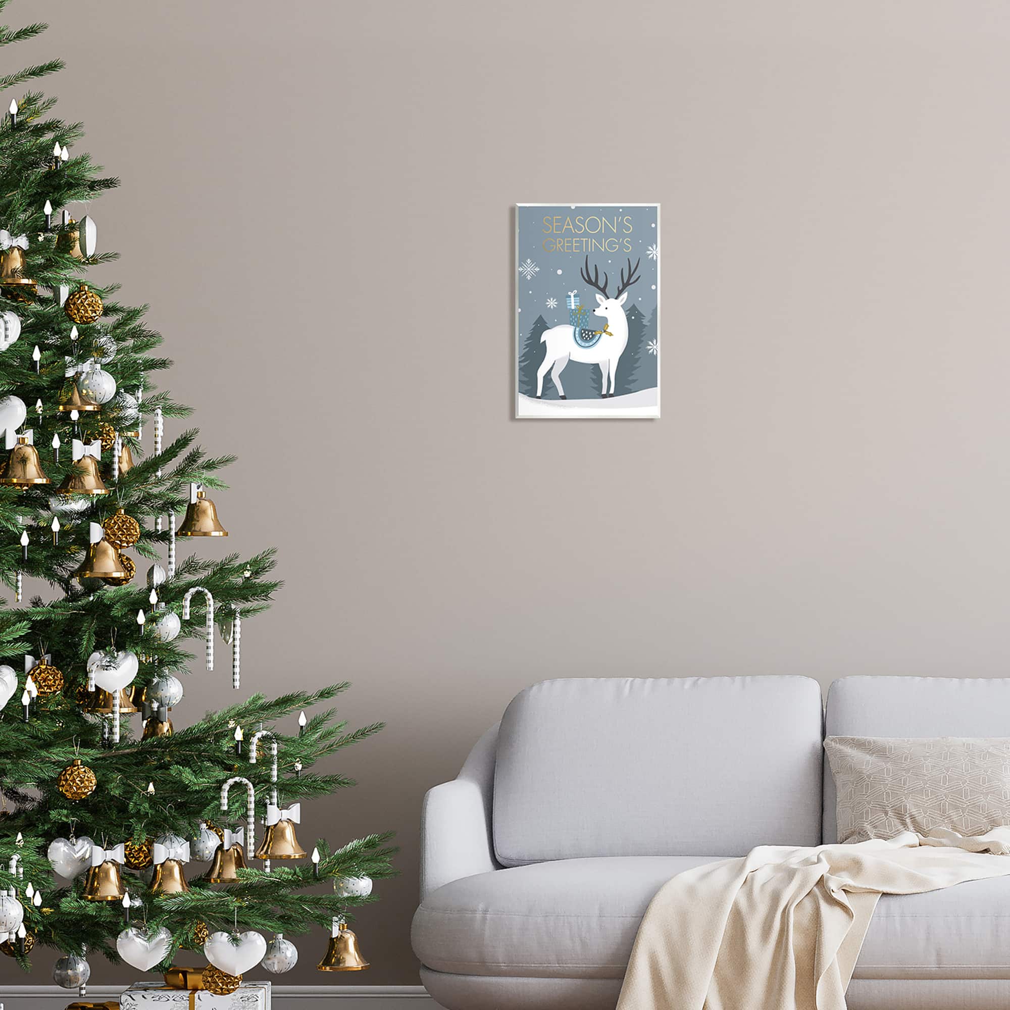 Stupell Industries Season's Greetings Holiday Reindeer Wall Plaque Art