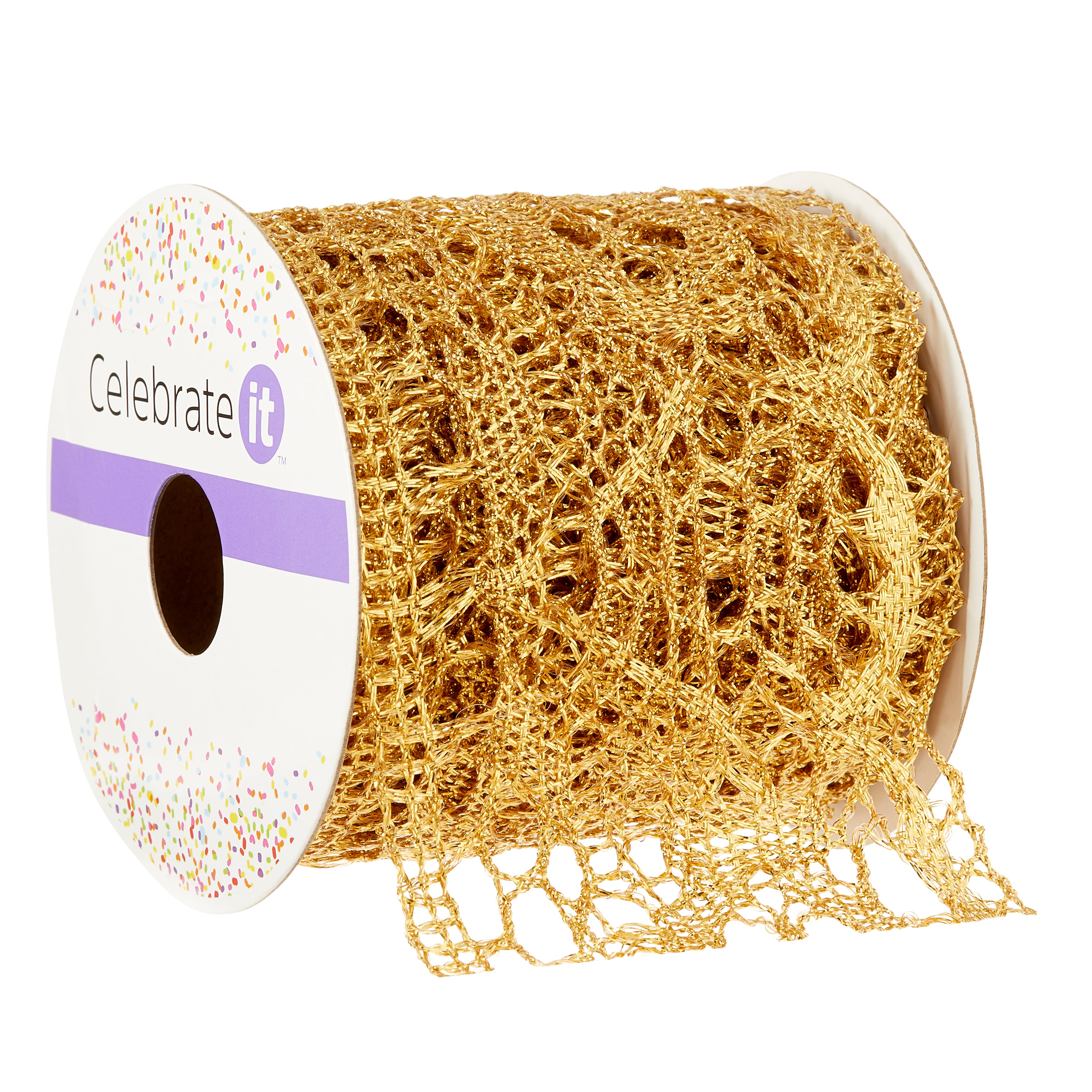 12 Pack: 3" x 3yd. Gold Lace Ribbon by Celebrate It® Occasions™