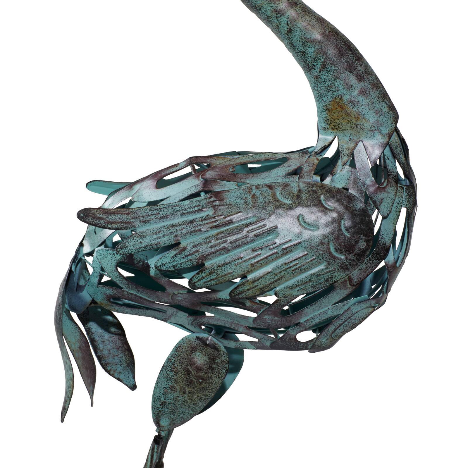 Set of 2 Green Metal Coastal Garden Sculpture, 40", 38"