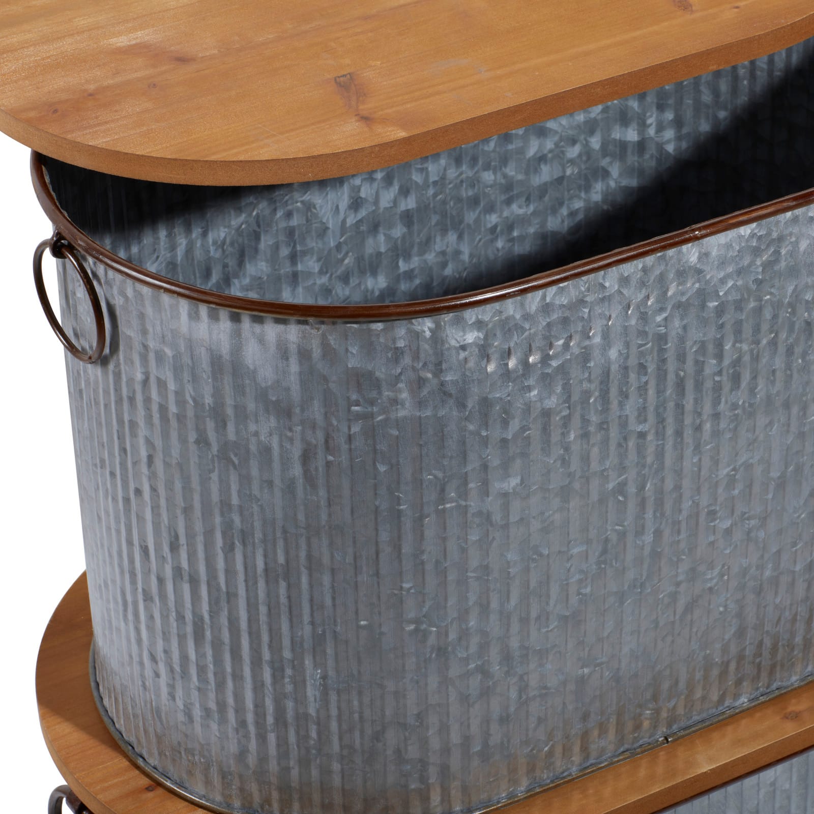 Set of 3 Brown Metal Farmhouse Storage Bench, 23", 48"
