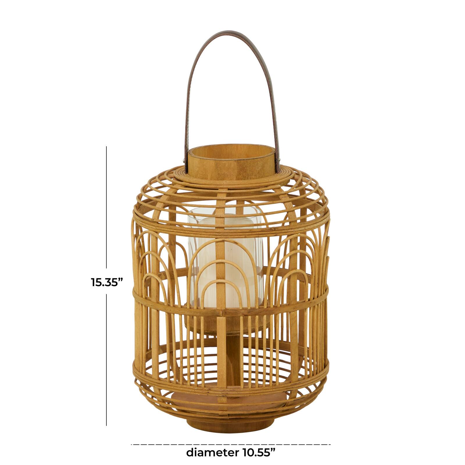 15" Tan Bohemian Bamboo Lantern