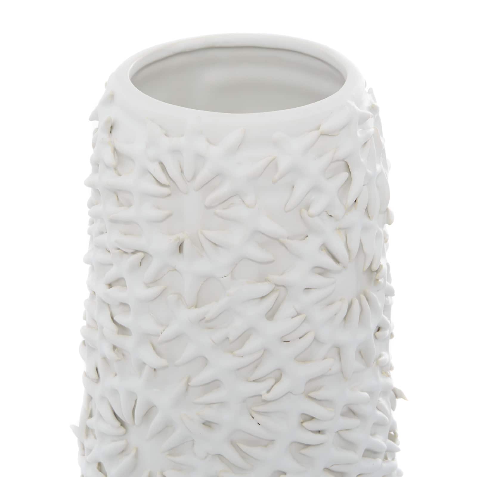 White Ceramic Contemporary Vase, 21" x 6" x 6"