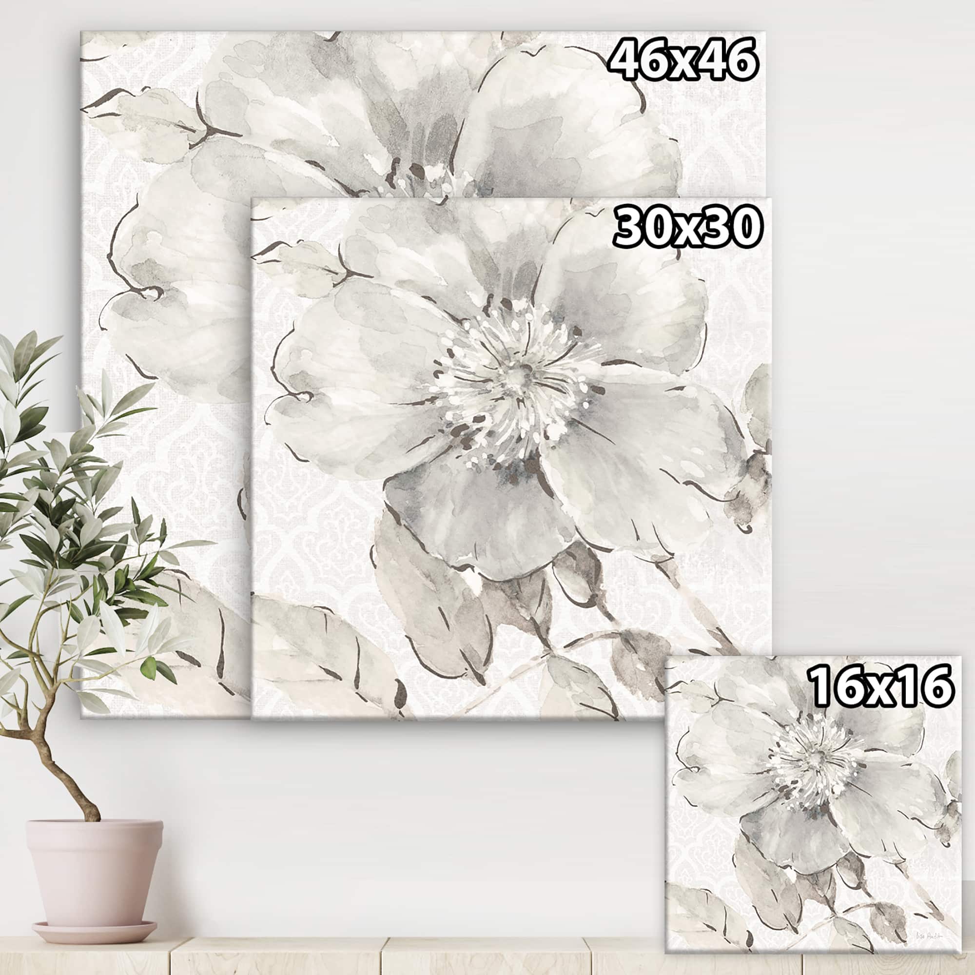 Designart - Indigold Grey Peonies II
