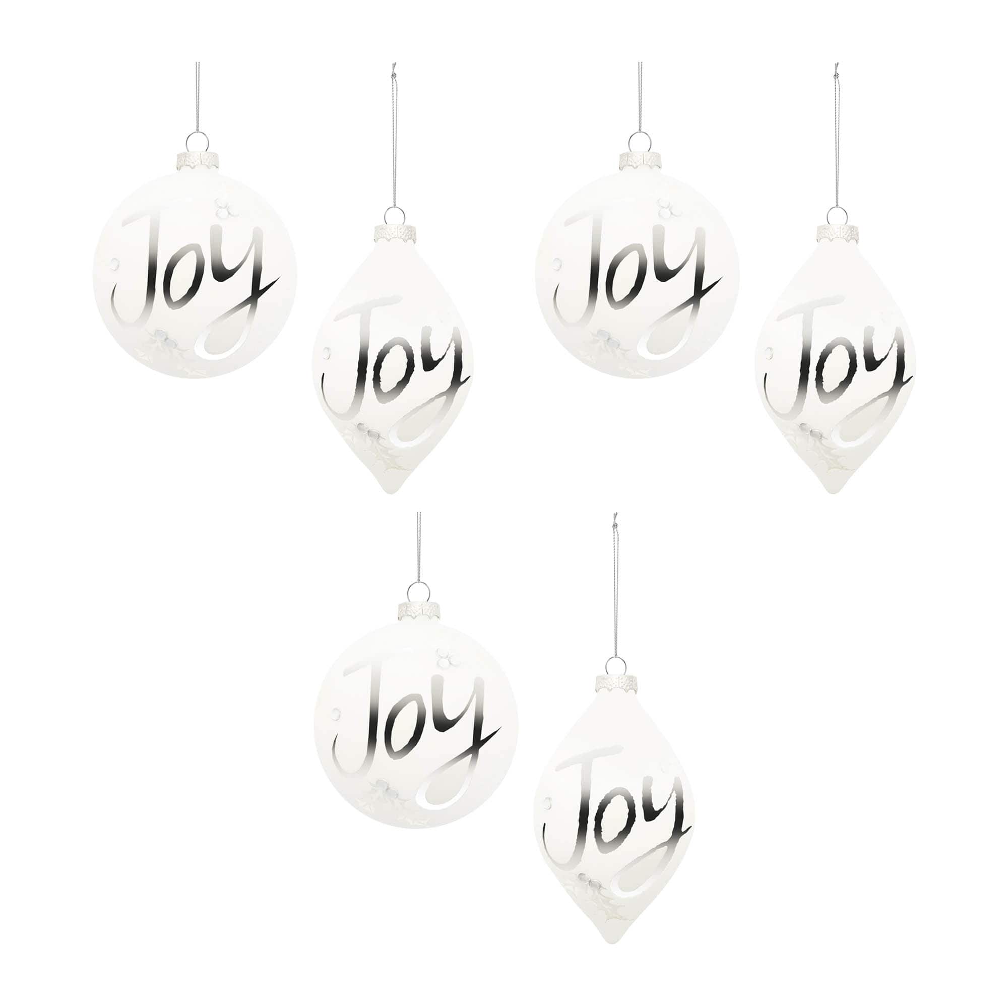 Frosted Glass Joy Ornament Set, 6ct.