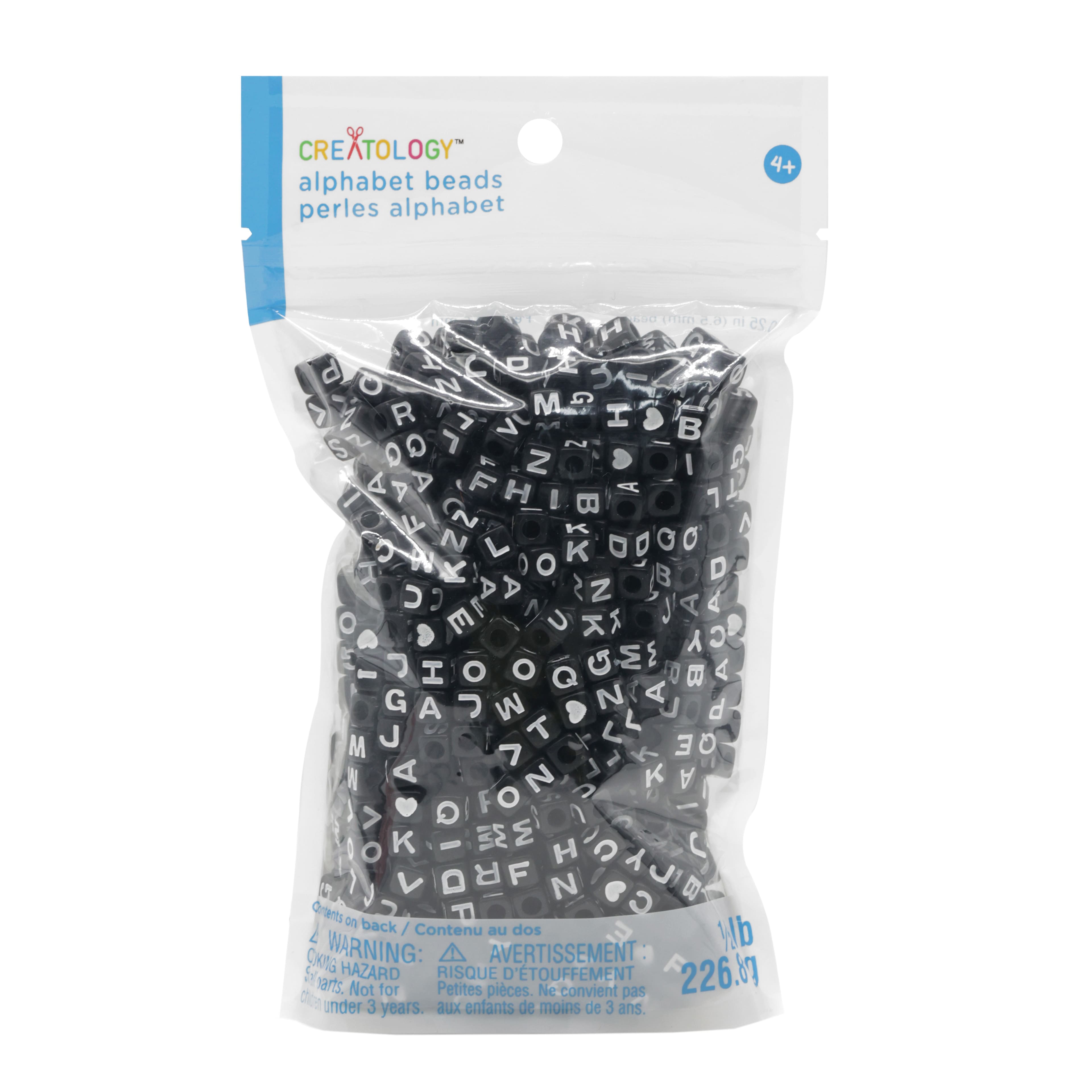 12 Pack: 1/2lb. Black Square Alphabet Beads by Creatology™, 6.5mm