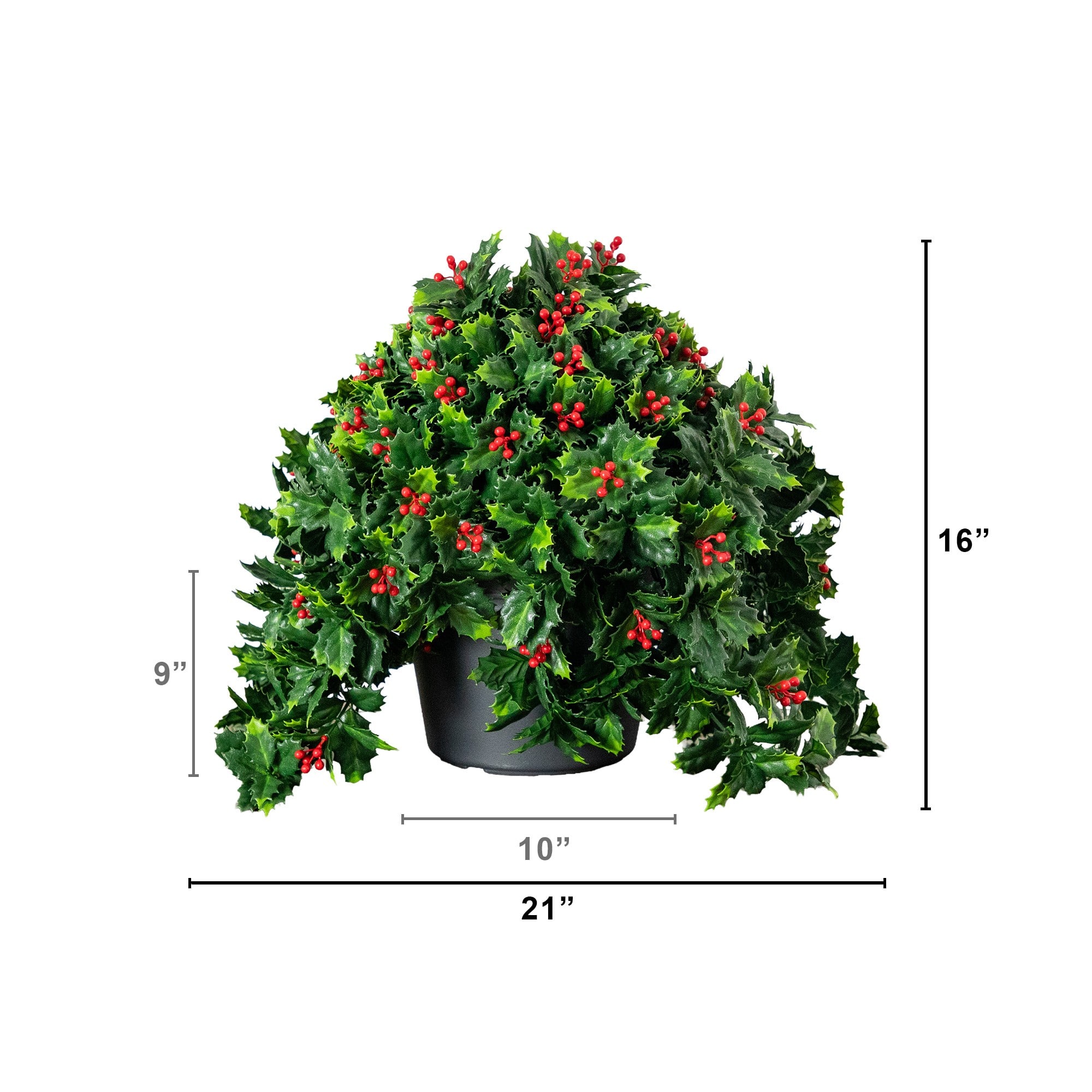 Nearly Natural 16" Holly & Berry UV Resistant Artificial Christmas Plant
