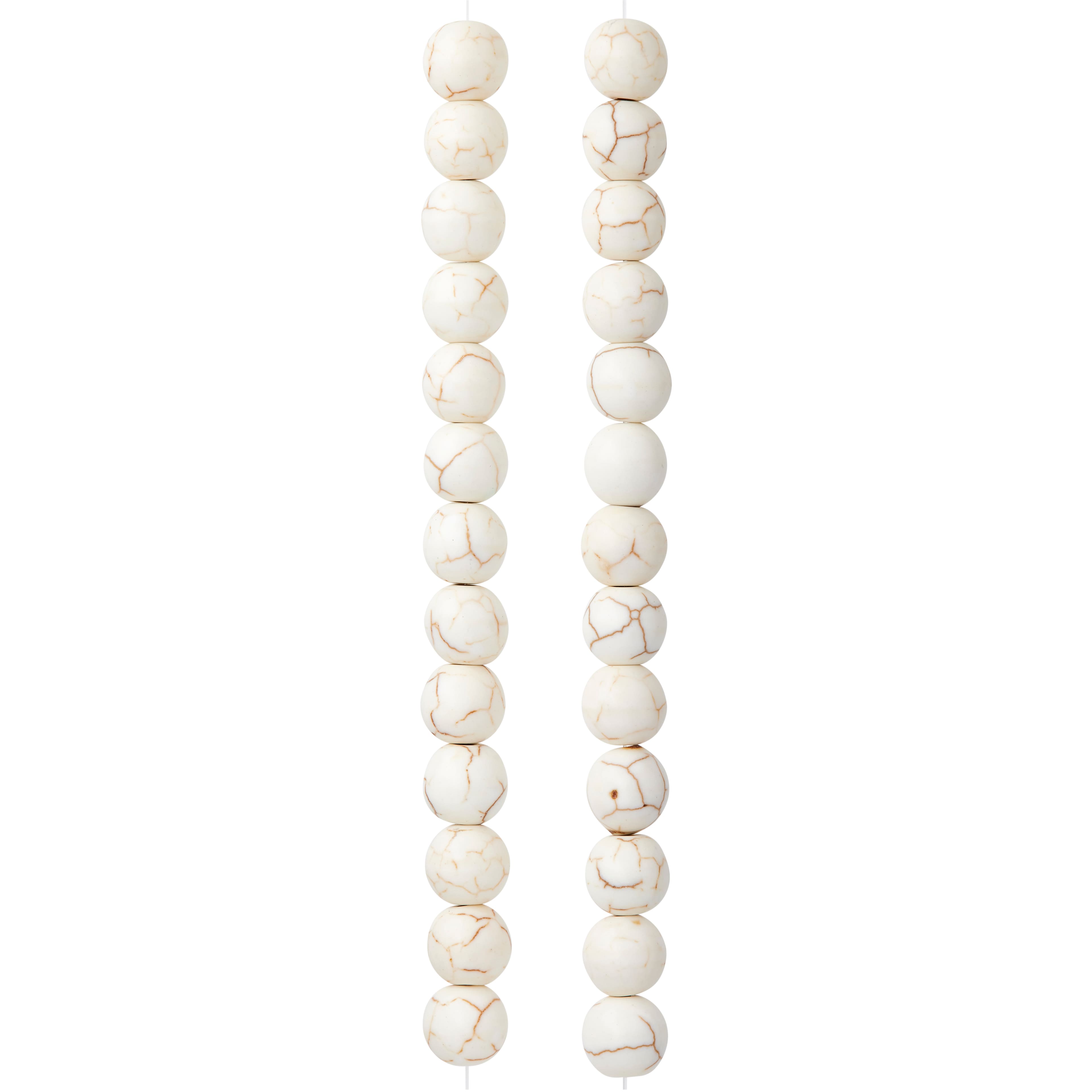 White Crackle Dyed Howlite Round Beads, 8mm by Bead Landing™