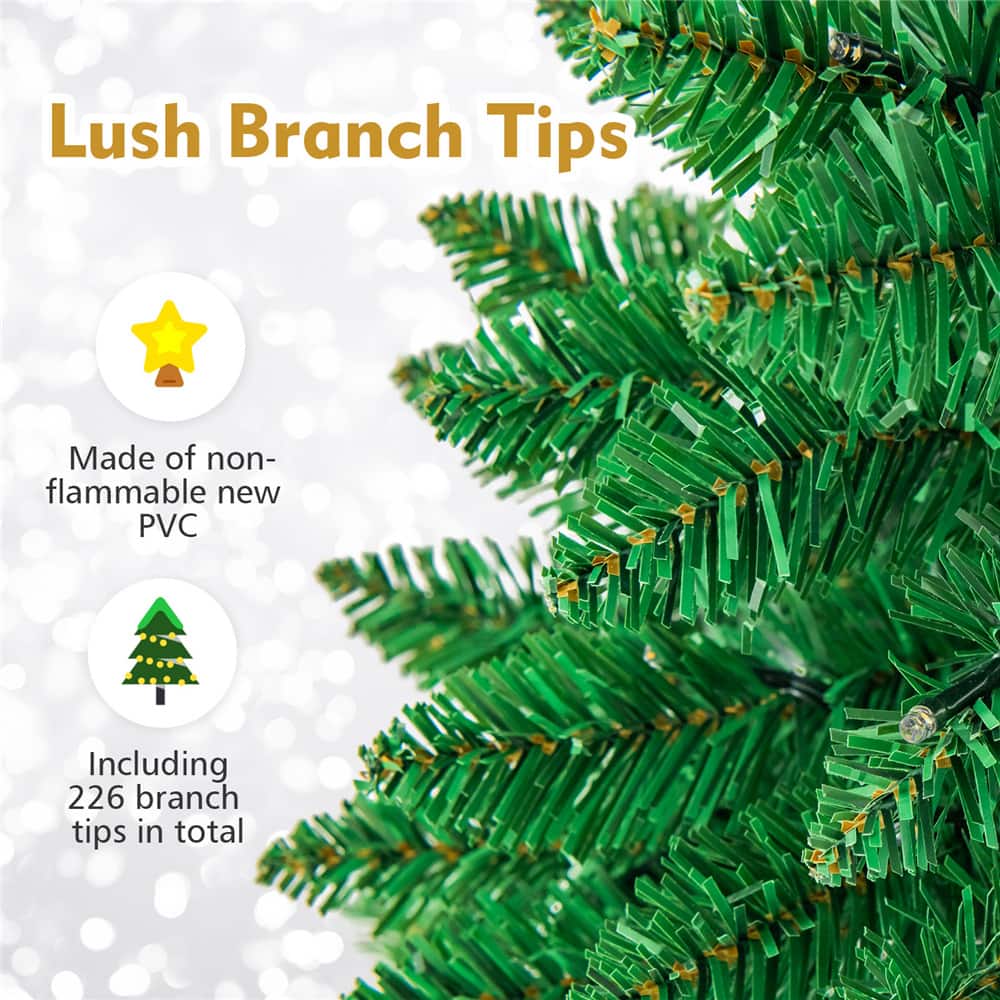 Costway 4.5ft Pre-Lit Hinged Pencil Christmas Tree, Warm White LED Lights