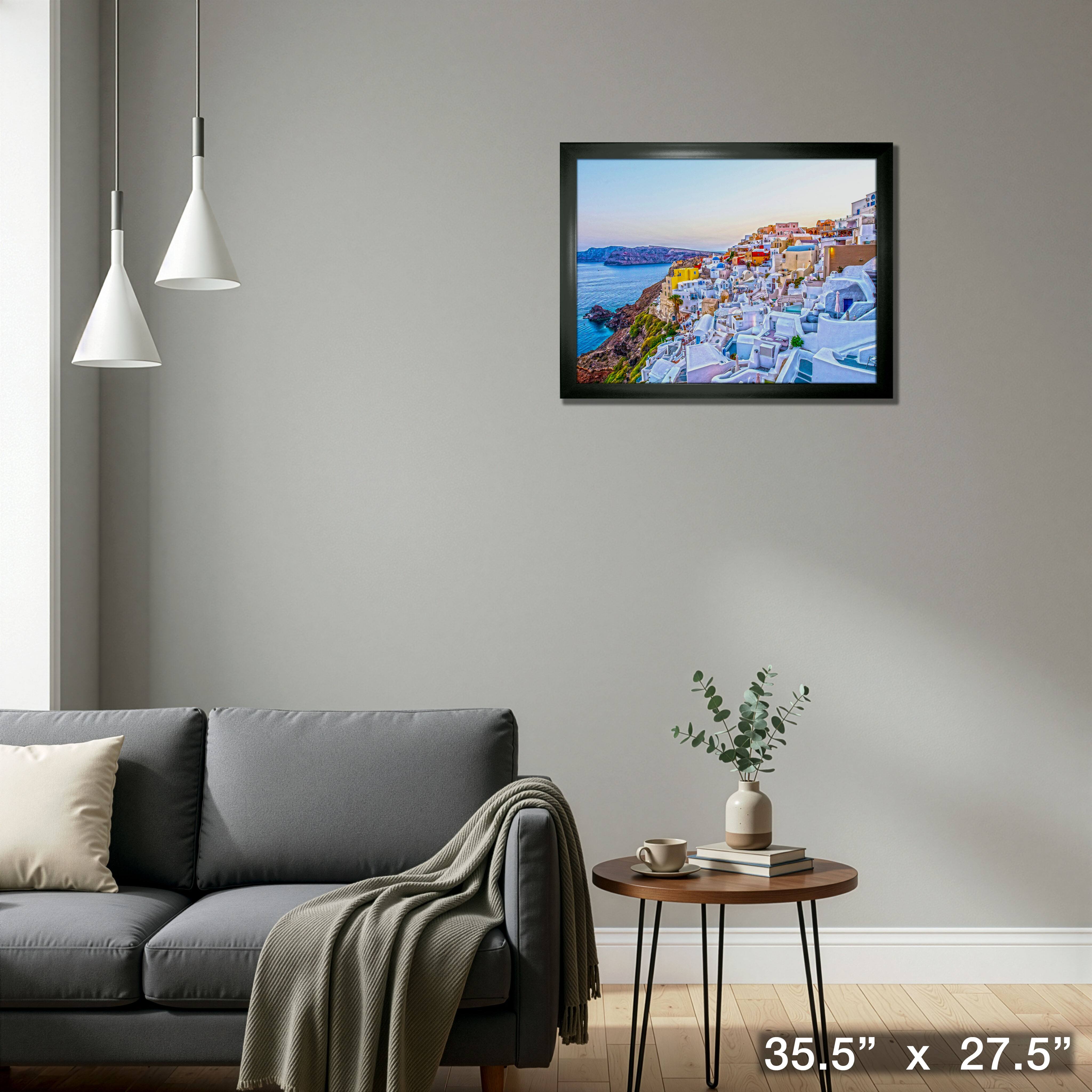 Santorini, Greece 24" x 32" Framed Canvas Oia Houses 35.5" x 27.5"