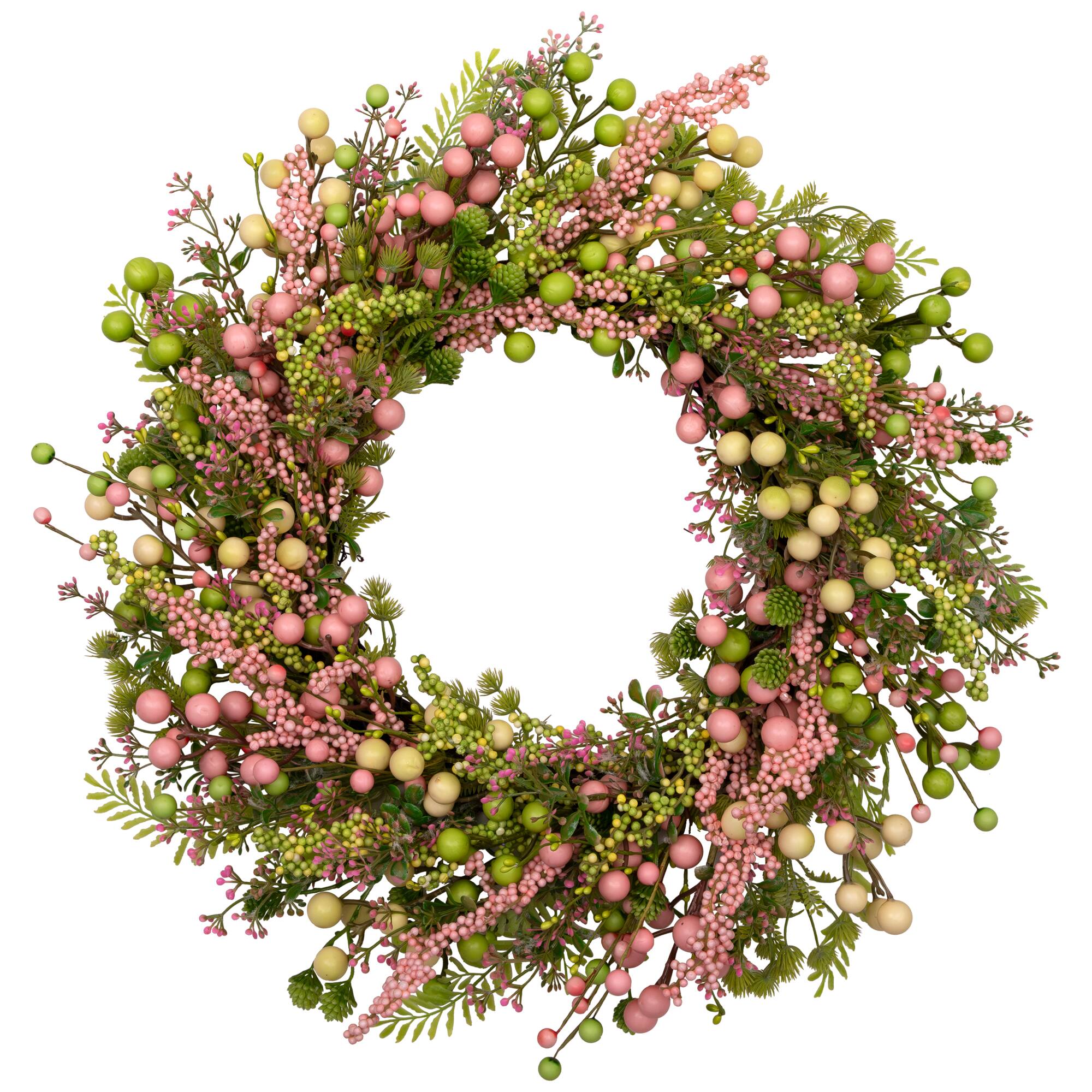 25" Pastel Berries & Olives Artificial Spring Wreath