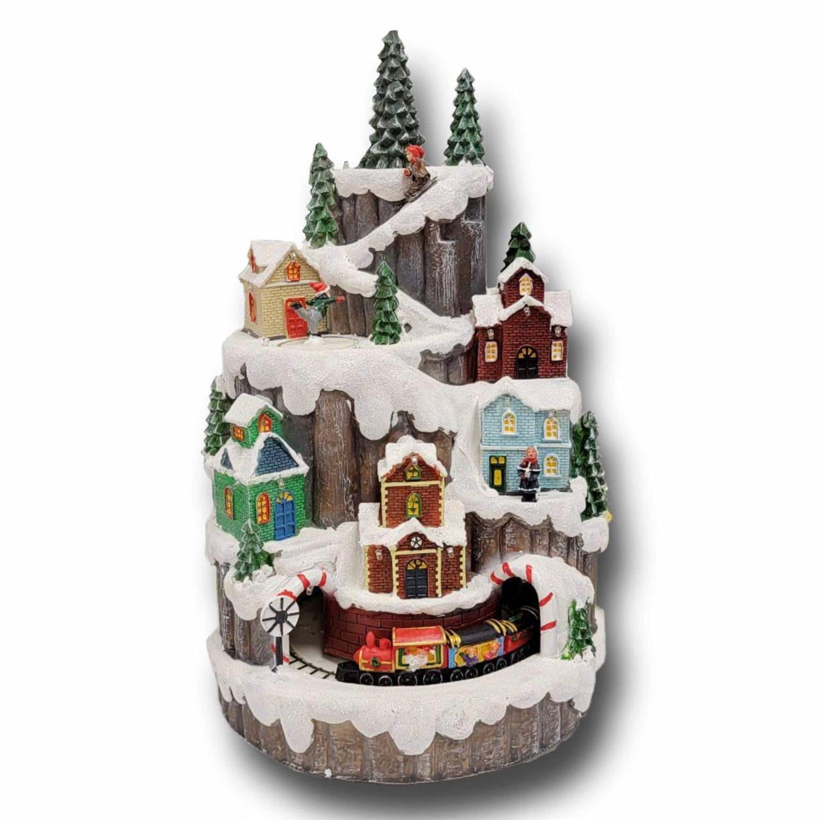 20" Christmas Village with Snowy Mountain Decoration